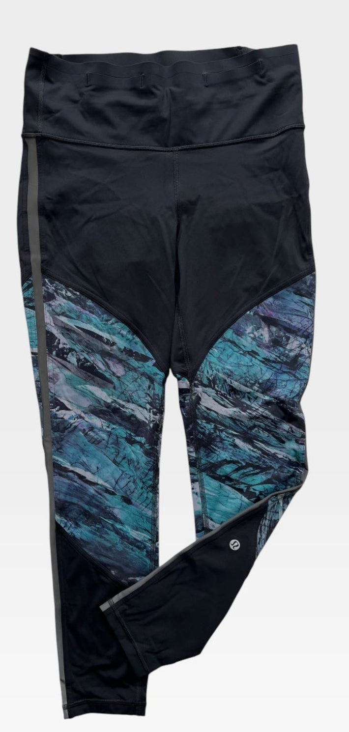 BLACK/BLUE LULULEMON LEGGINGS (NWT) 8