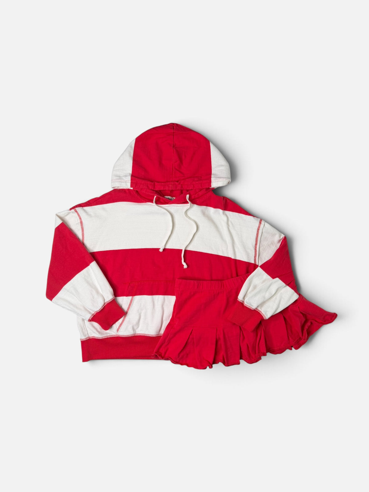 RED/WHITE LABIZ STRIPED HOODIE & SKORT SET | S