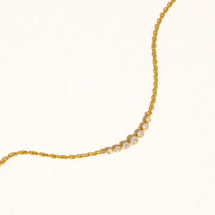 18K GOLD CRYSTAL CHAIN NECKLACE (NON-TARNISH)