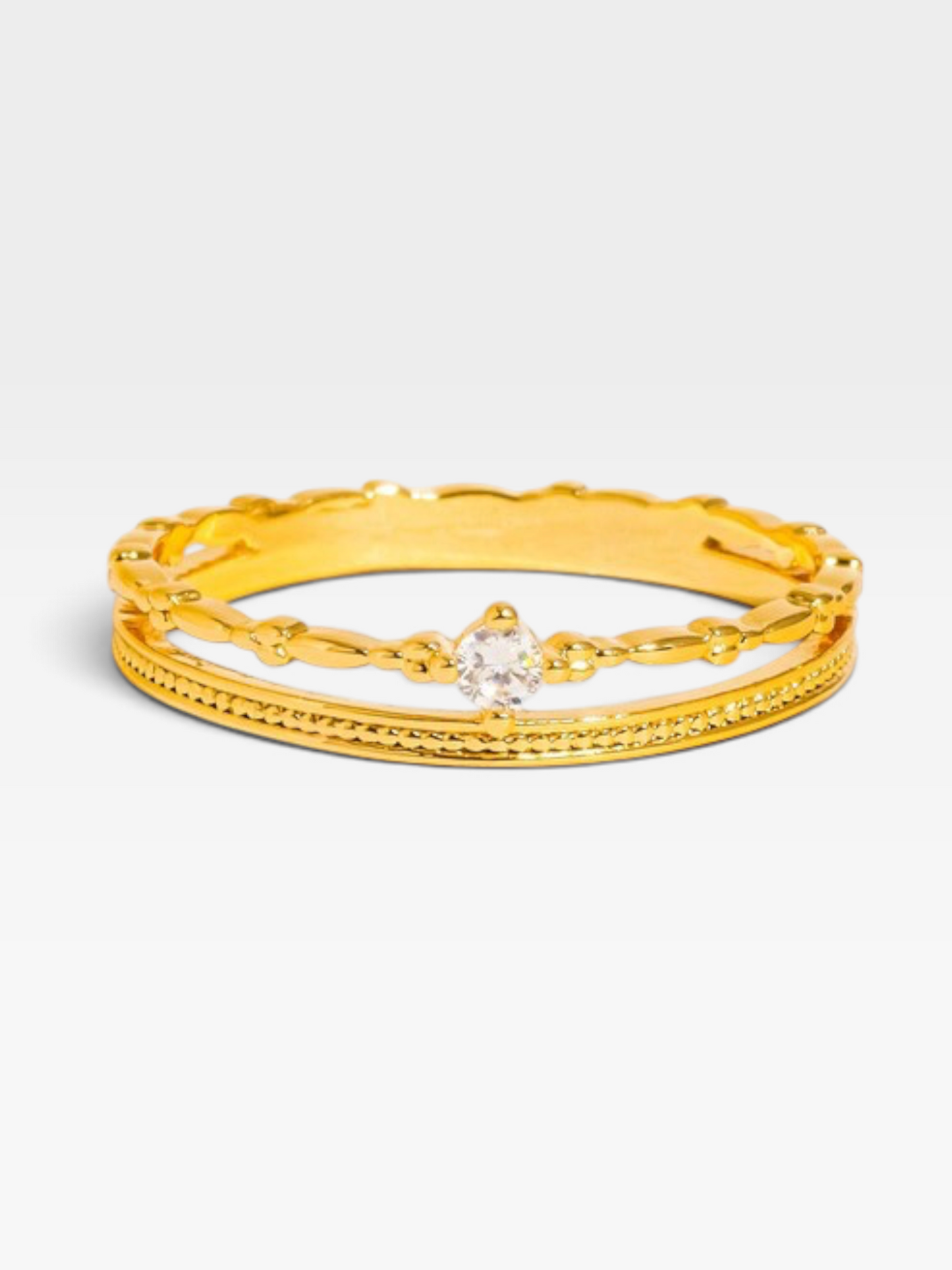 18K GOLD CZ THIN LAYERED RING