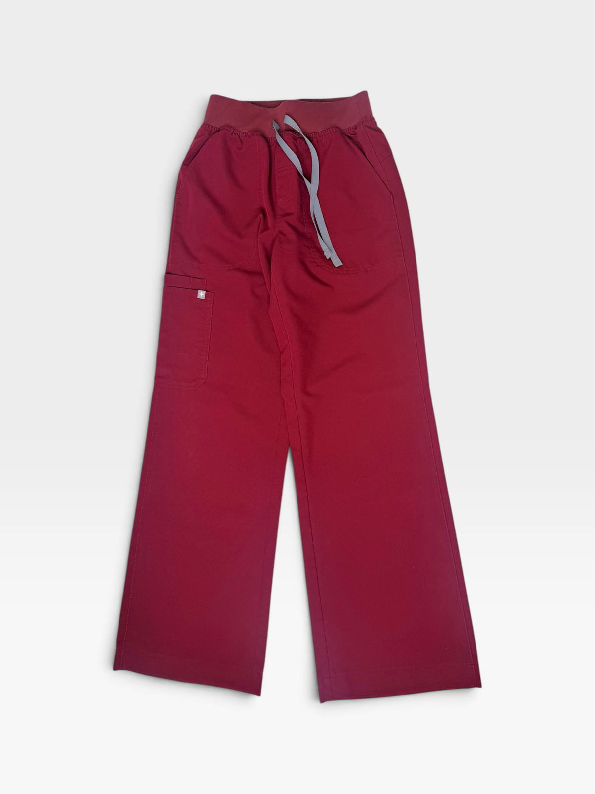 BURGUNDY WIDE LEG SCRUB PANTS XS
