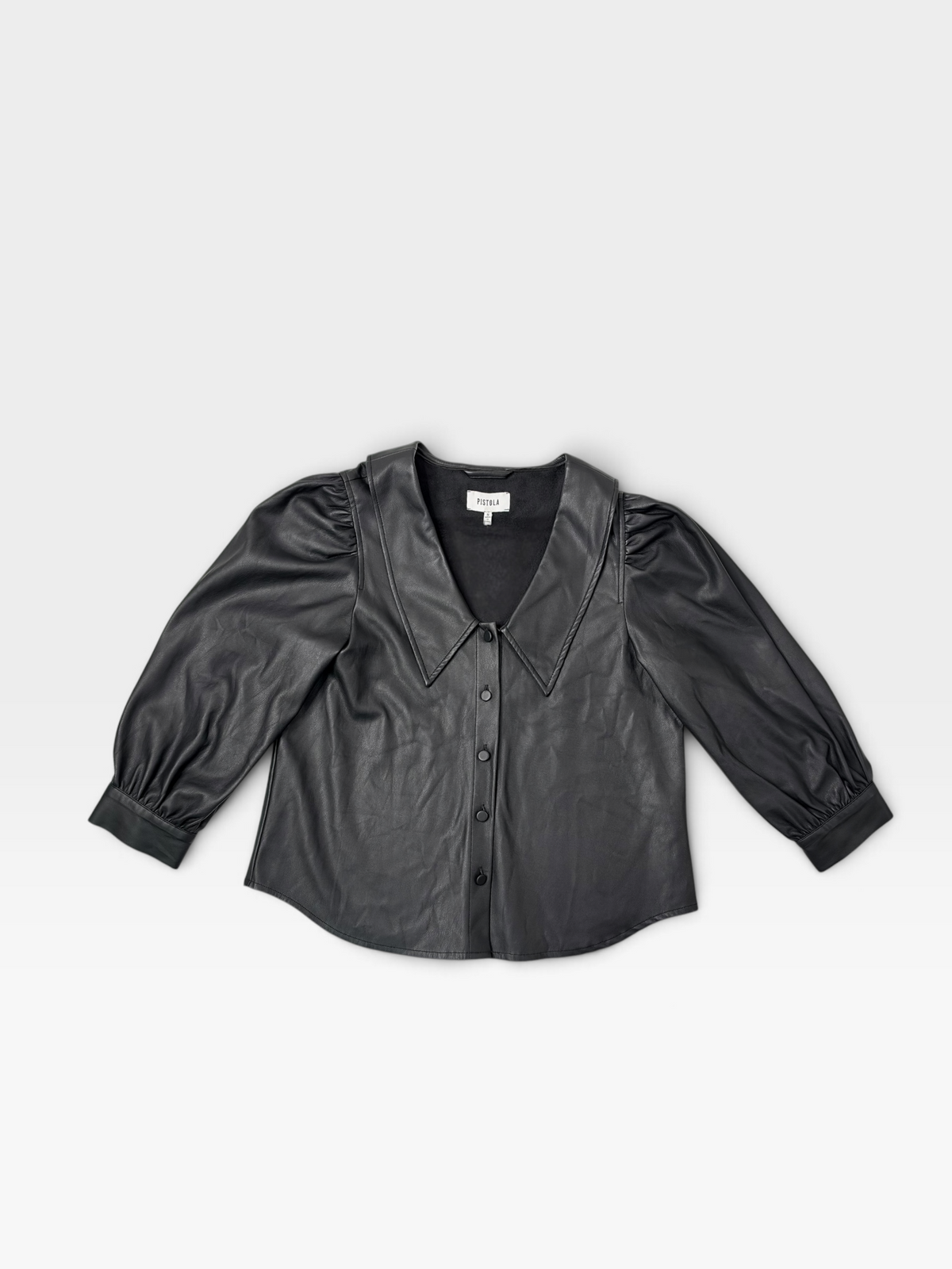 BLACK PISTOLA FAUX LEATHER TOP (ORG. $188) | S