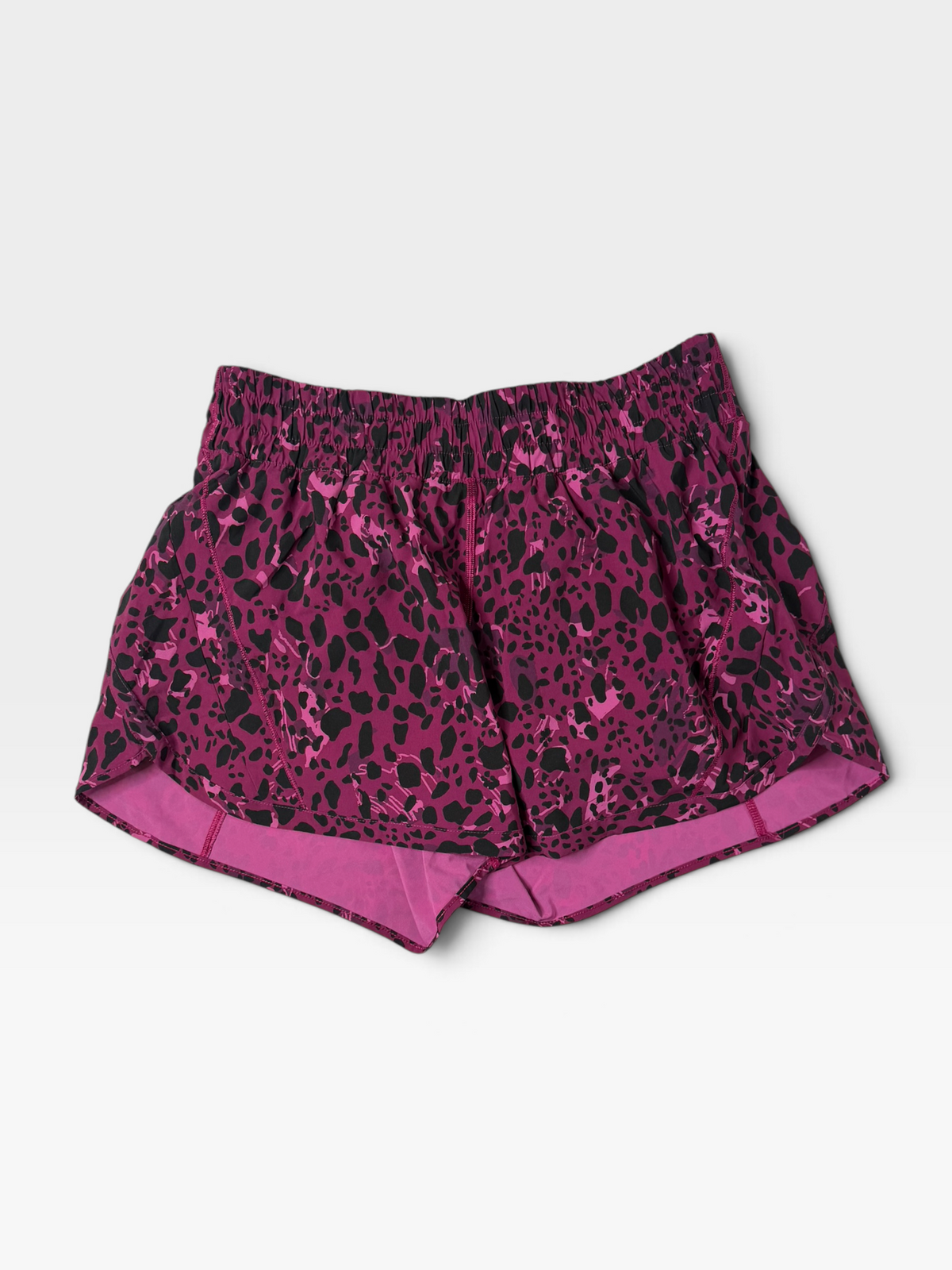 PURPLE/BLACK CHEETAH LULULEMON SHORTS 12