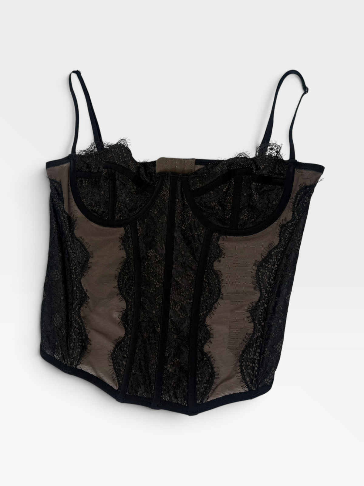 BLACK/SHEER CORSET TOP | S/M