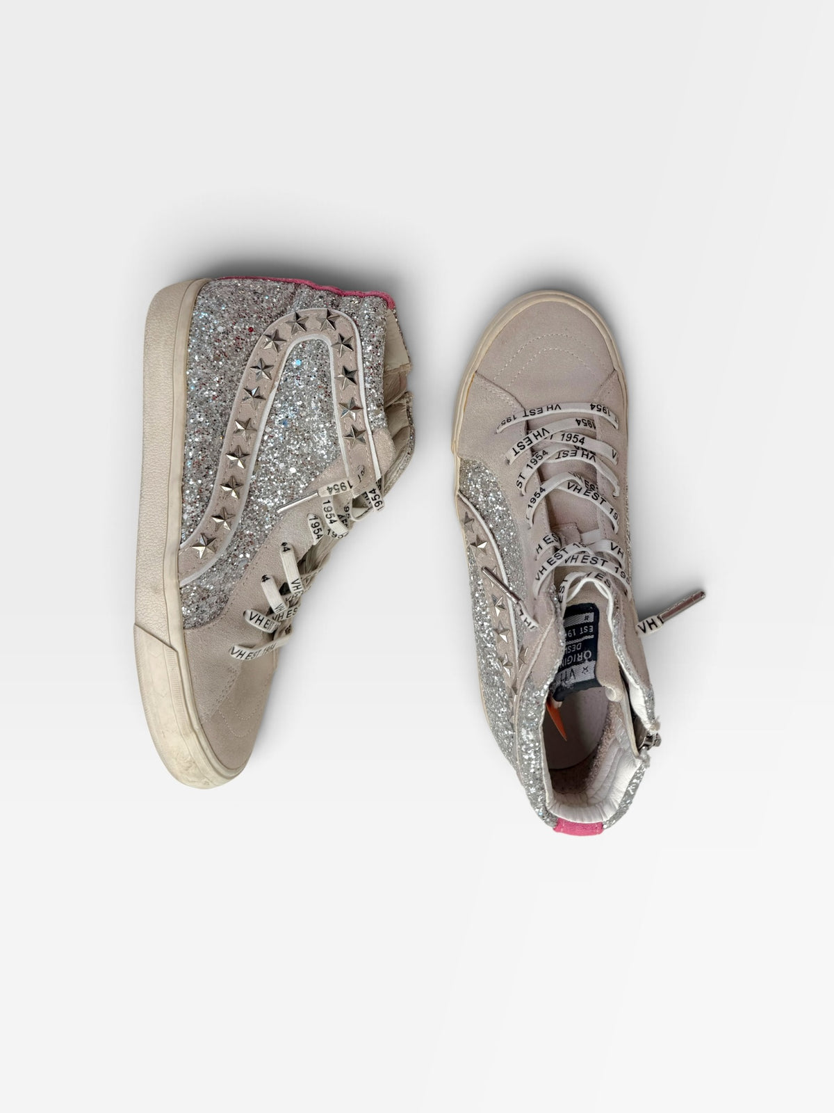 SILVER/PINK VINTAGE HAVANA HIGHTOPS SHOES 8.5