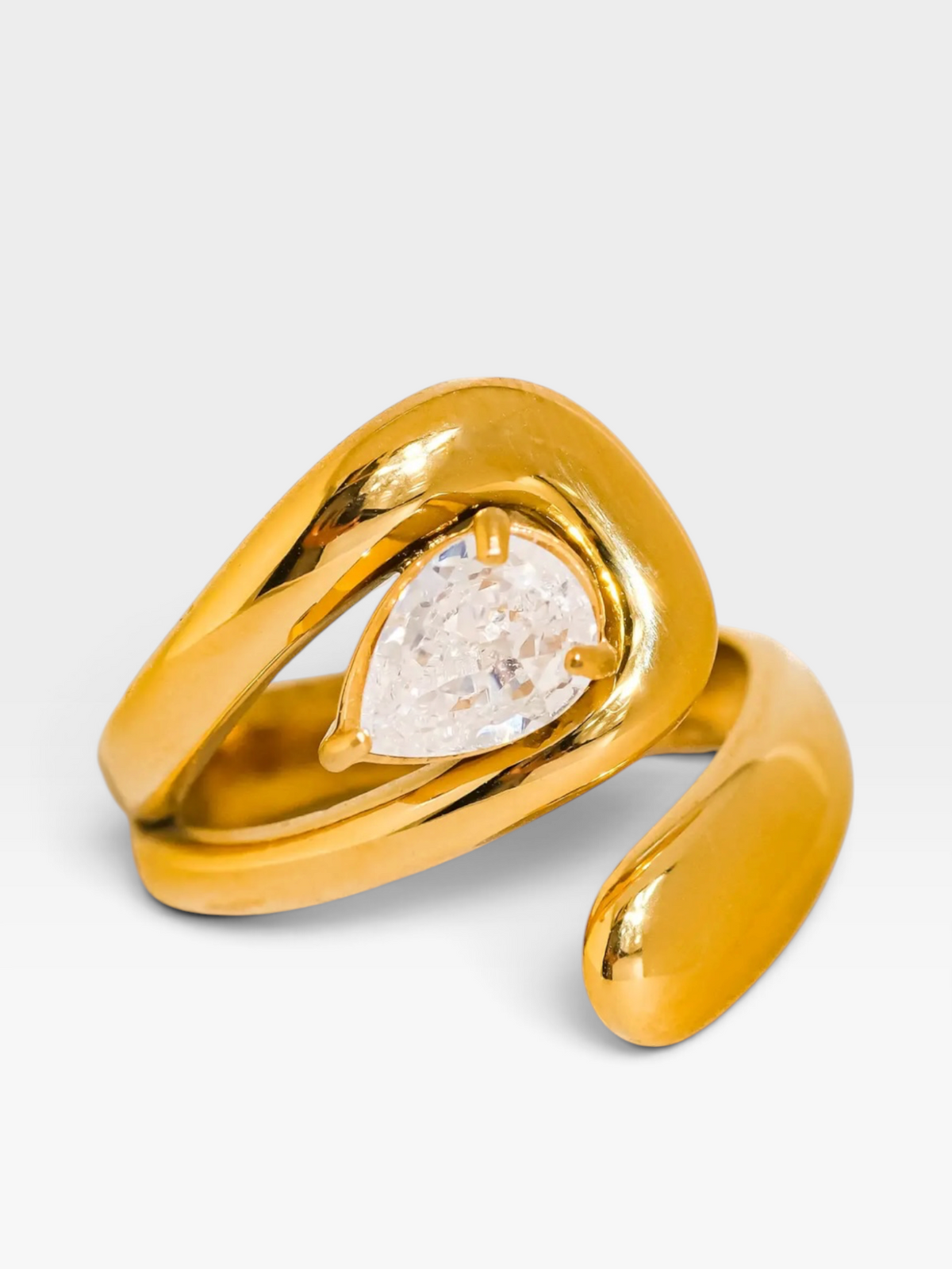 18K GOLD NON TARNISH WRAP CZ RING (adjustable)