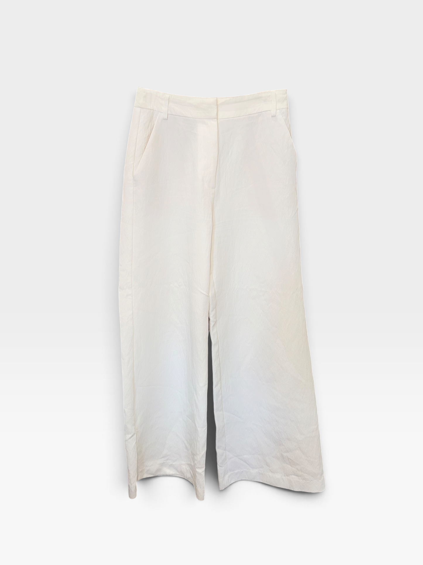WHITE LINE & DOT PANTS S