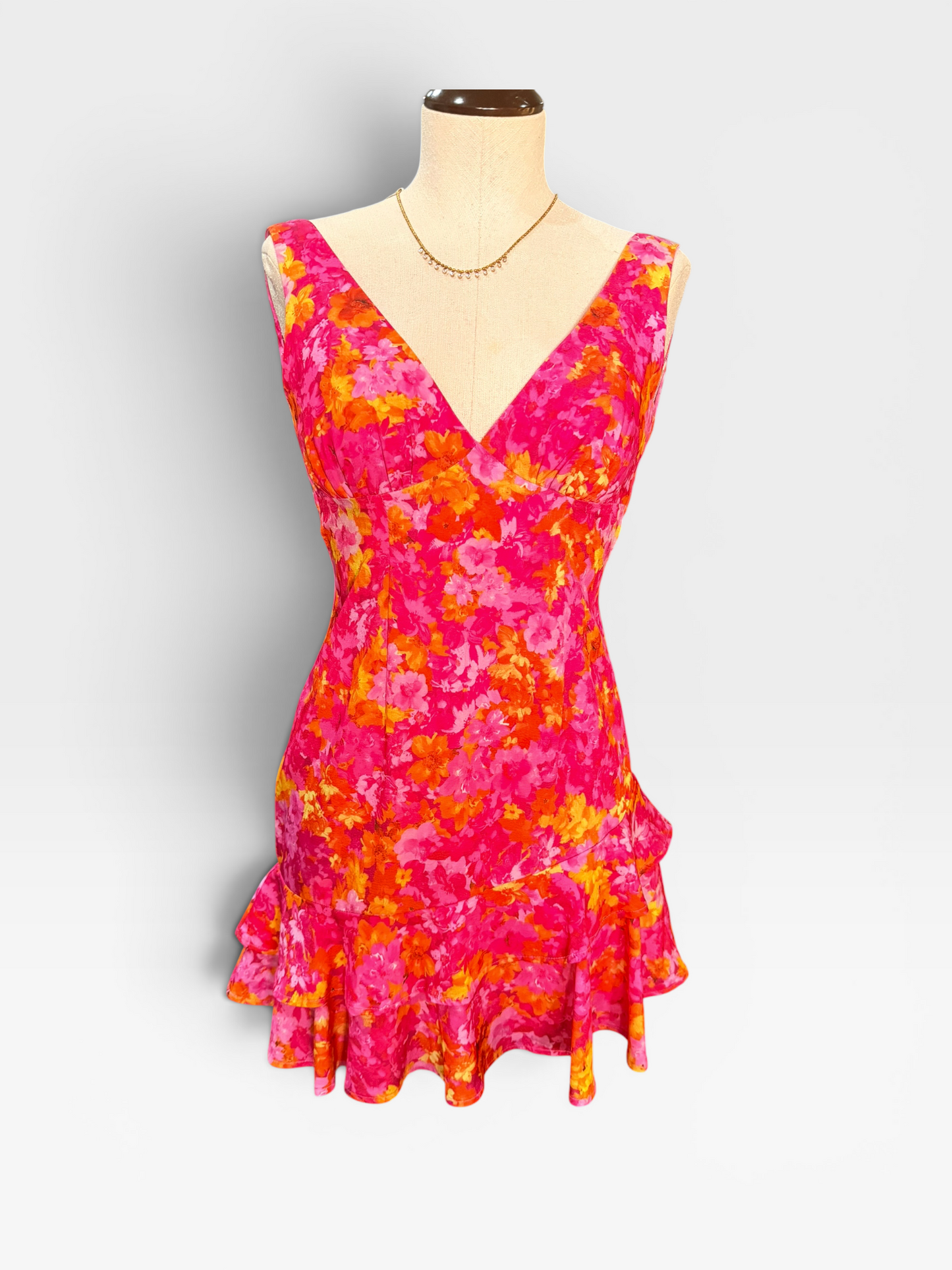 PINK, ORANGE & YELLOW HELLO MOLLY DRESS XS
