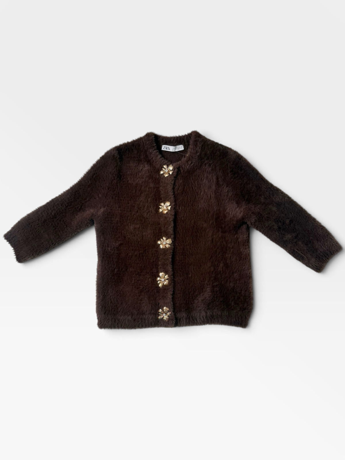 BROWN FUZY ZARA SWEATER TOP | S