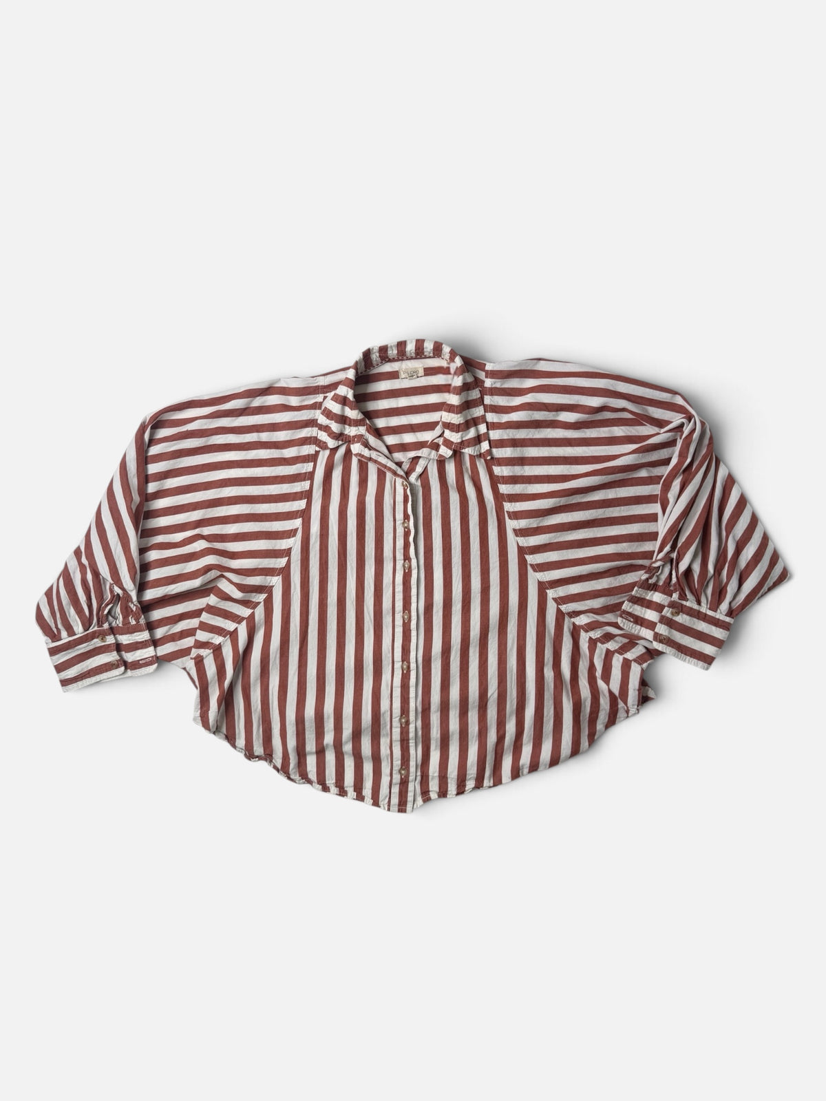 BURNT ORANGE/WHITE STRIPE PILCRO BUTTON UP TOP 1X