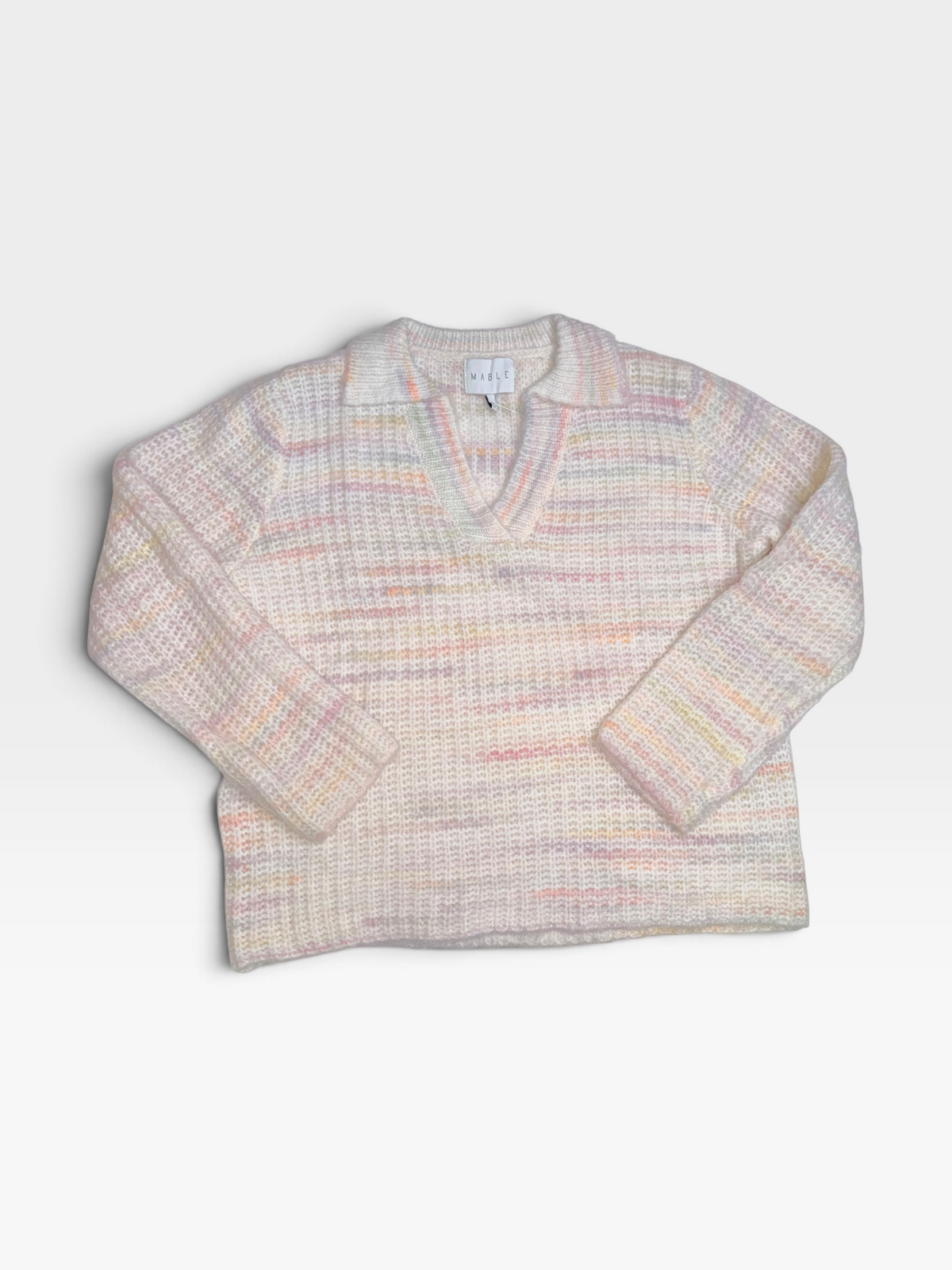 WHITE/PASTEL MABLE LONG SLEEVE SWEATER S