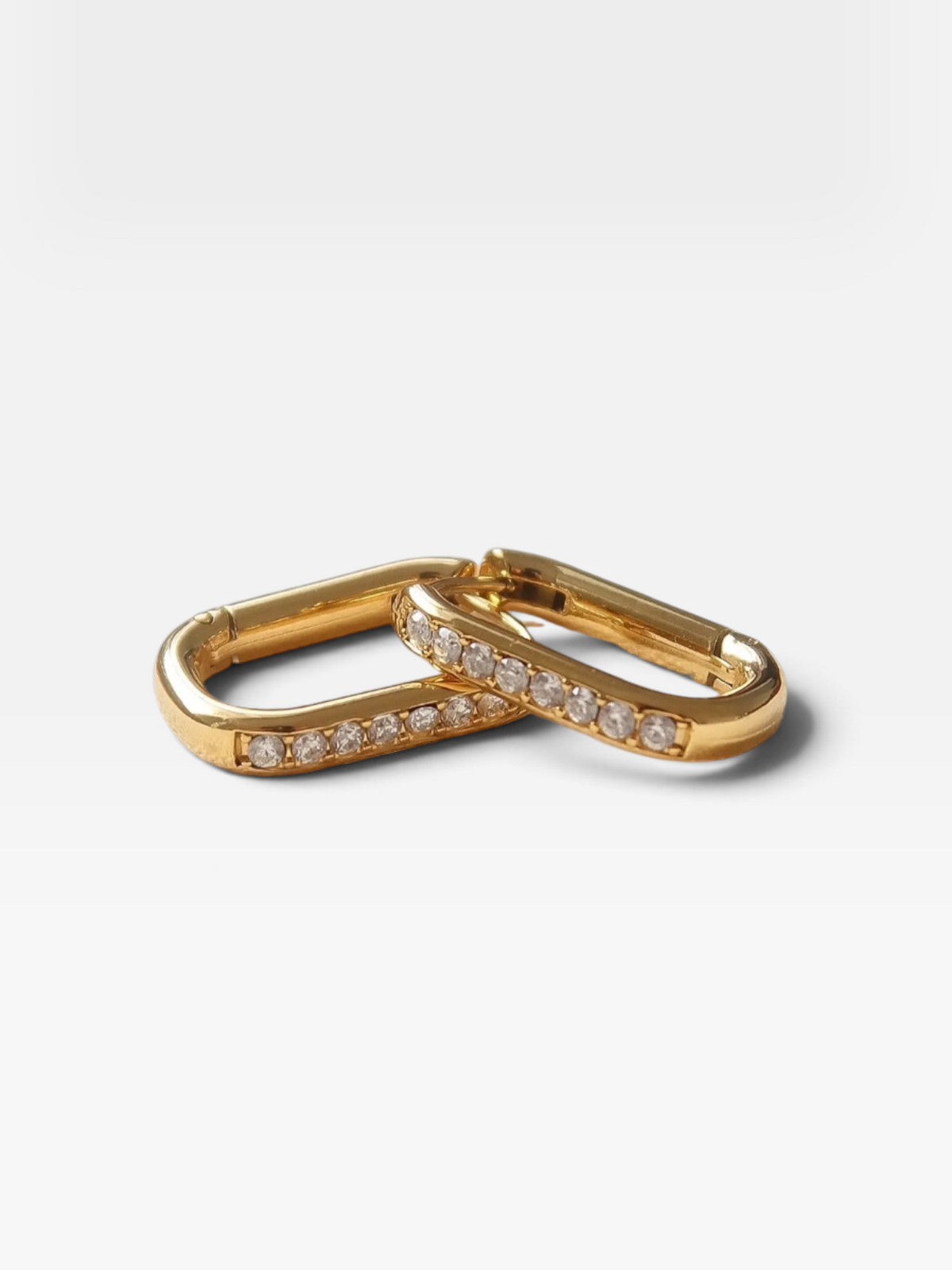 18K GOLD NON-TARNISH CZ OVAL HUGGIE EARRINGS