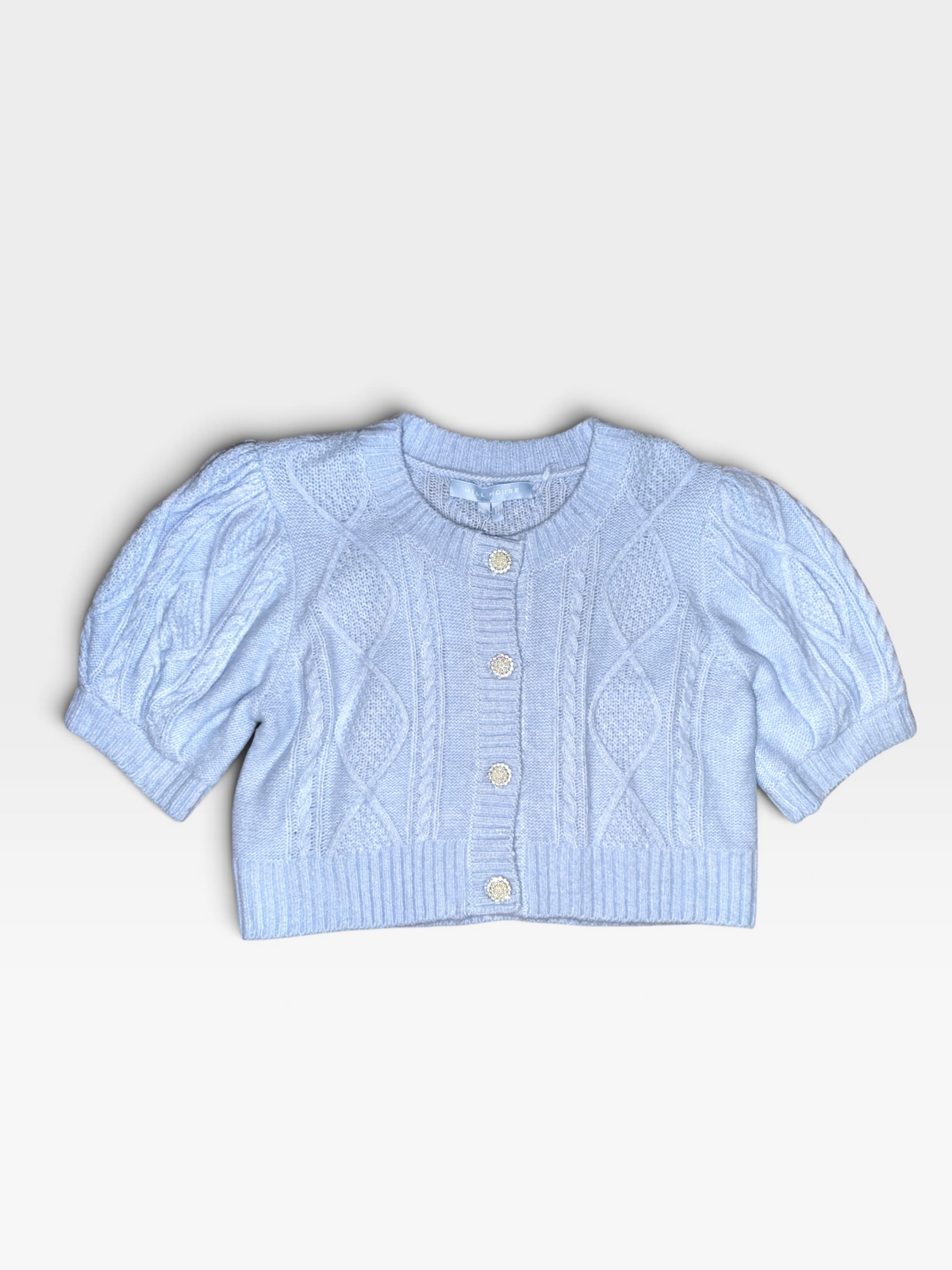 POWDER BLUE HILL HOUSE SHORT SLEEVE SWEATER (NWT $135) M