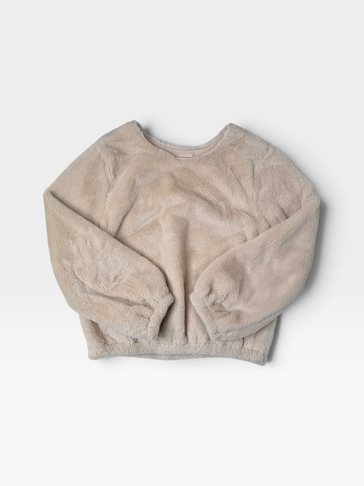 TAN PHILOSOPHY FUZZY LONG SLEEVE TOP | S