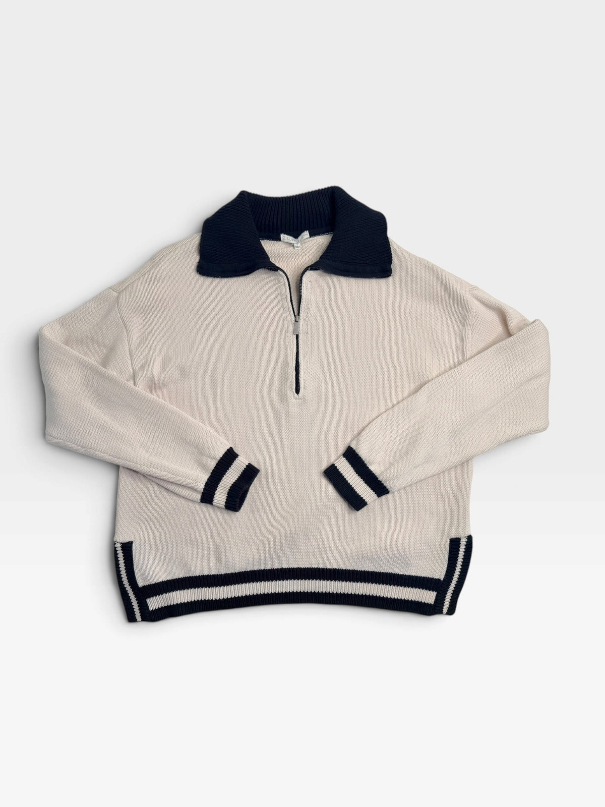 WHITE/BLACK Z SUPPLY QUARTER ZIP PULLOVER | S