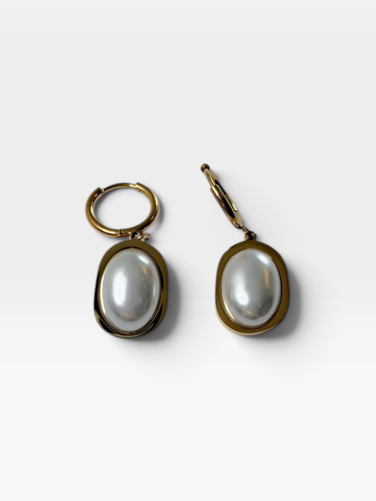 18K GOLD NON-TARNISH LARGE PEARL DROP EARRINGS