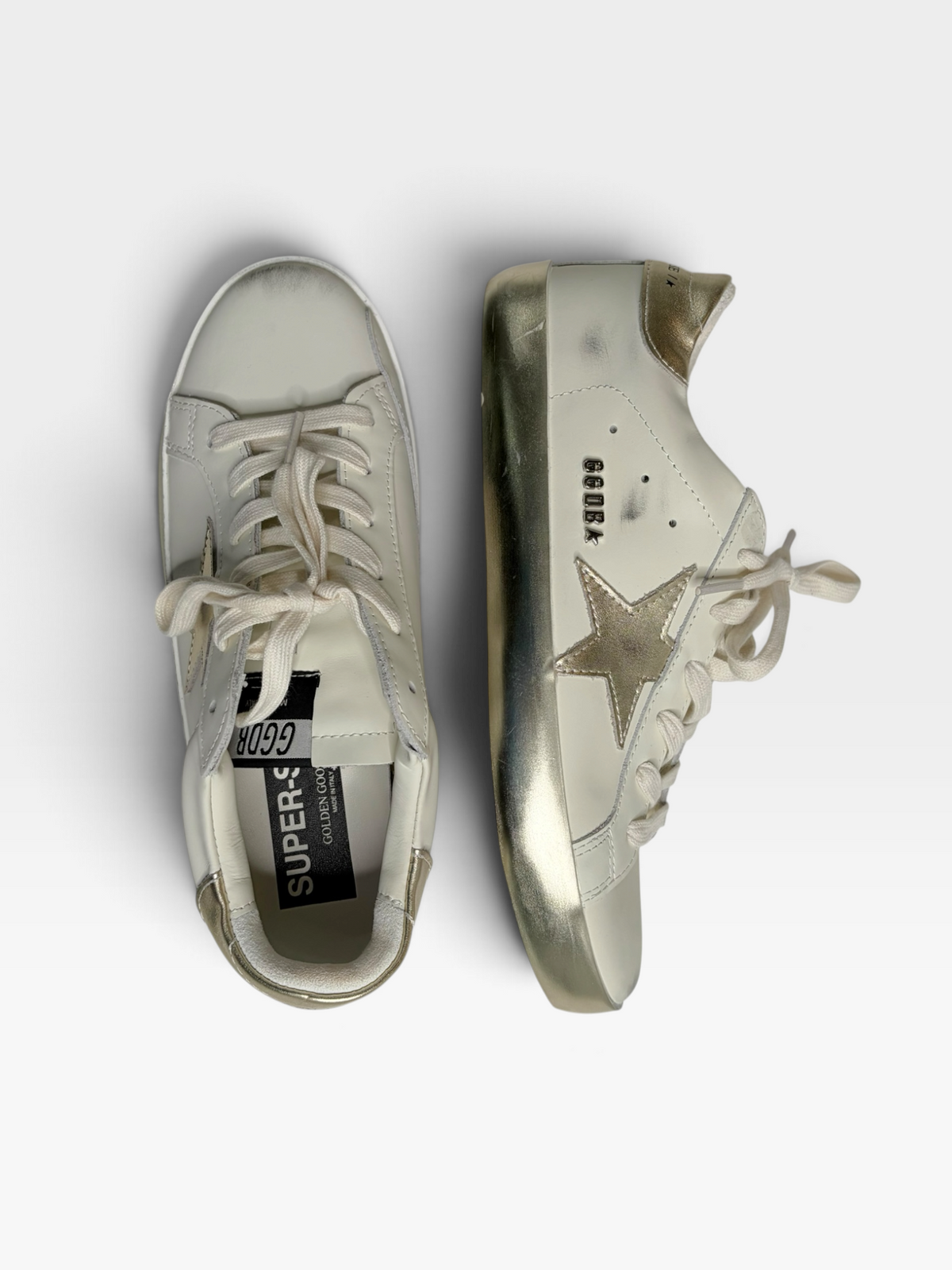 WHITE/GOLD GOLDEN GOOSE SNEAKERS (NOT AUTH) 41(FIT LIKE 9.5)