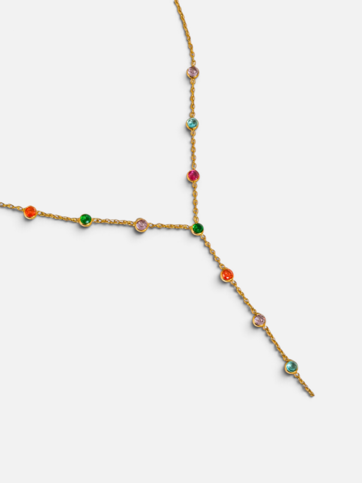 18K GOLD NON-TARNISH ROUND BEADED Y NECKLACE