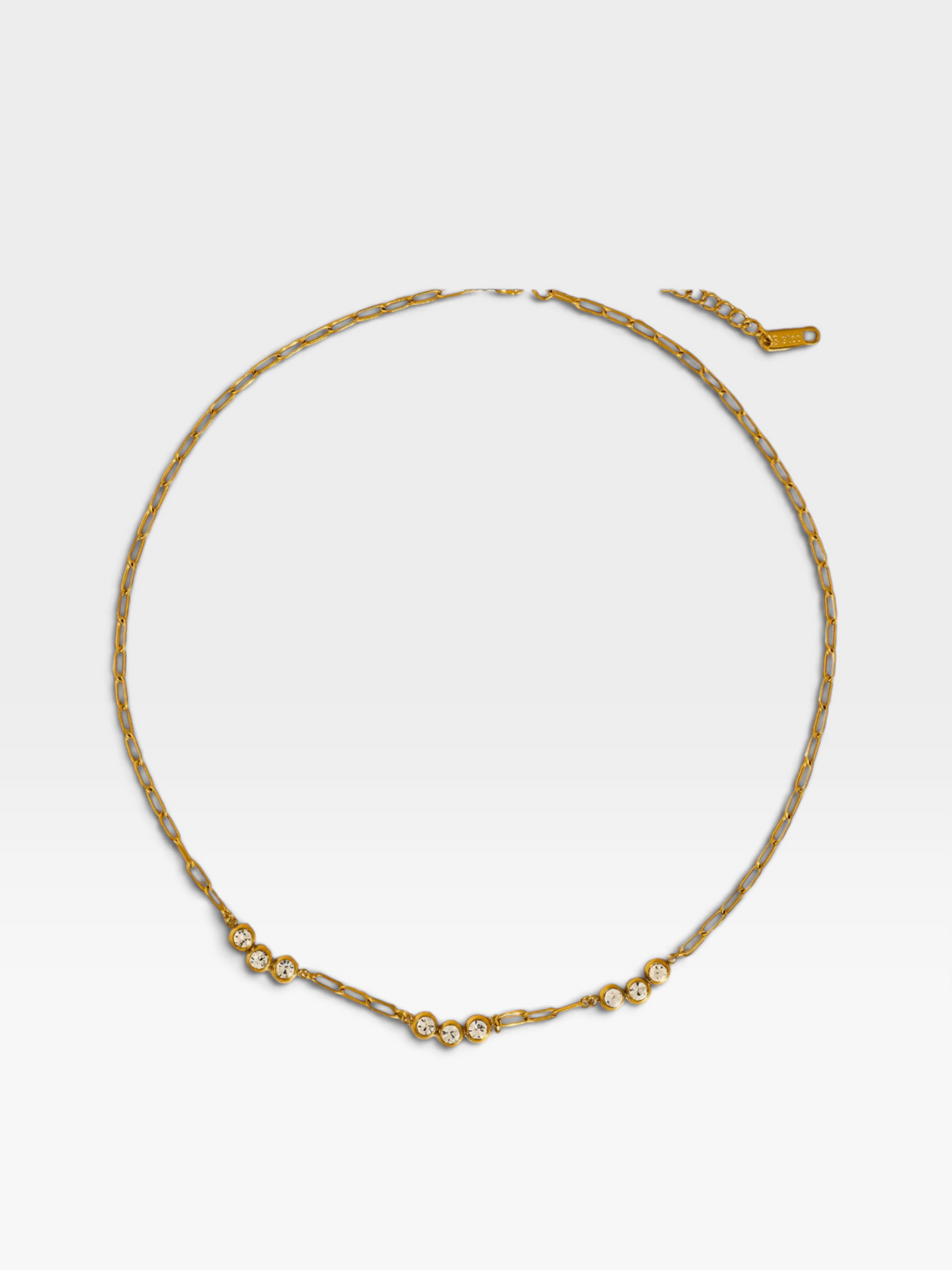 18K GOLD NON-TARNISH CZ STATION CHAIN NECKLACE