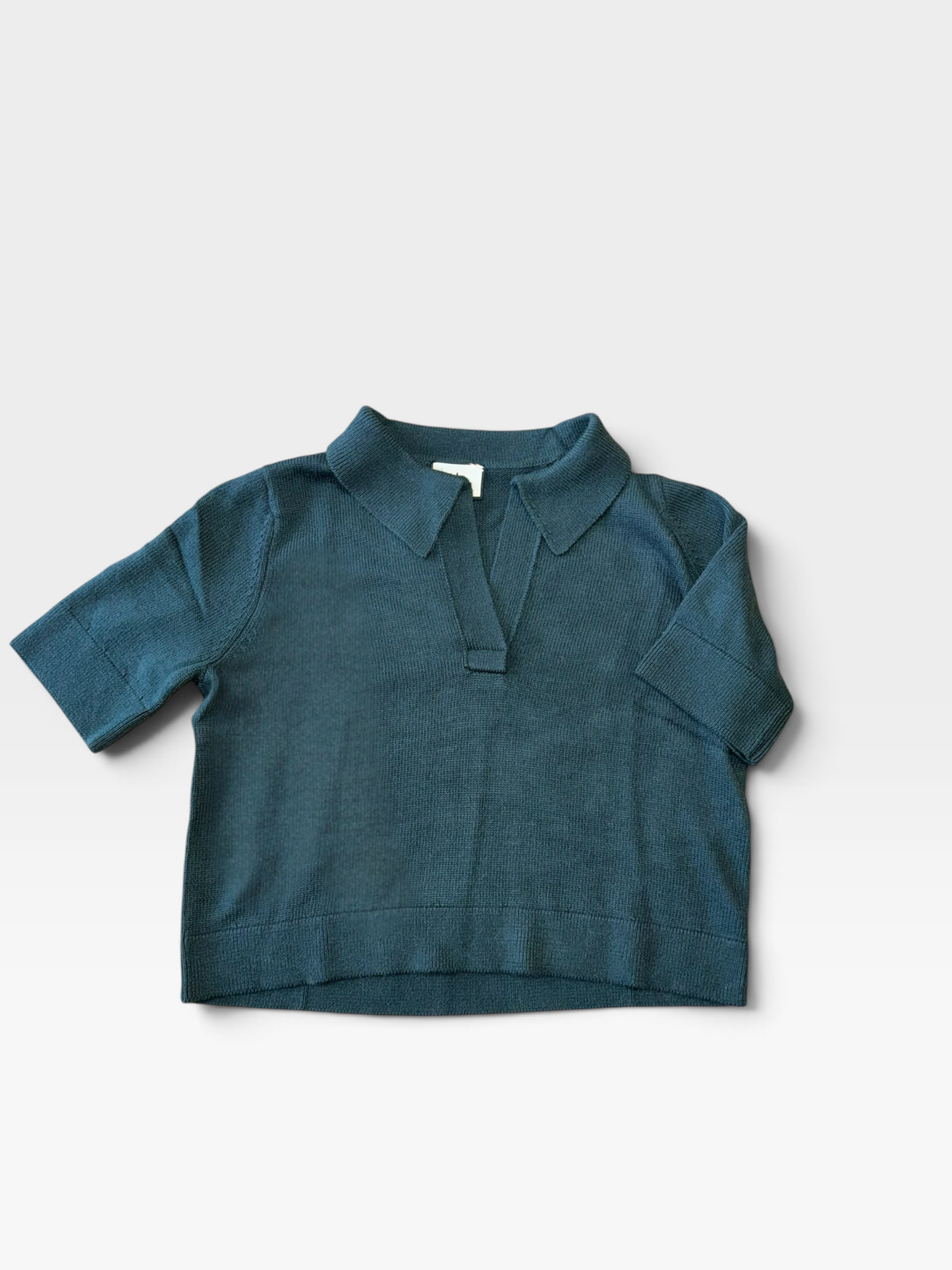 DARK GREEN TUCKERNUCK KNIT POLO TOP (NWT $118) L