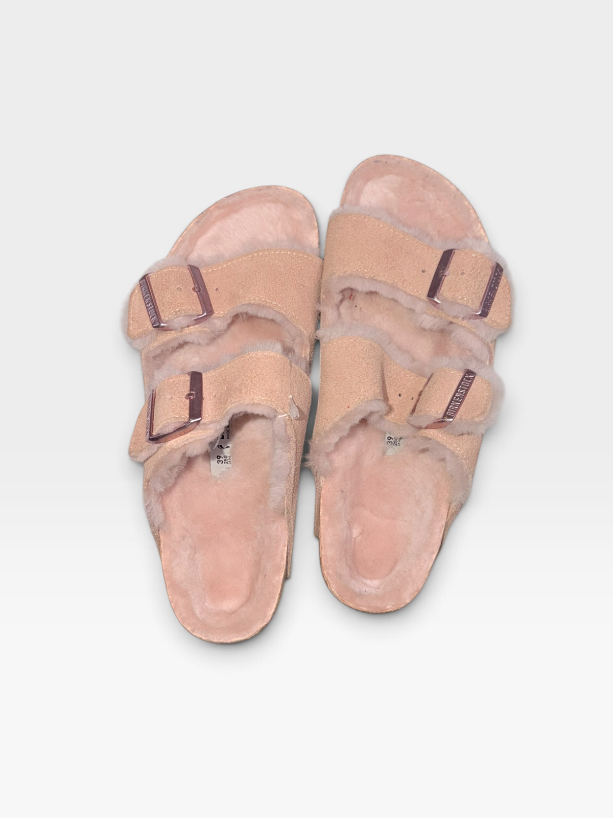 LIGHT PINK FUR BIRKENSTOCKS 39