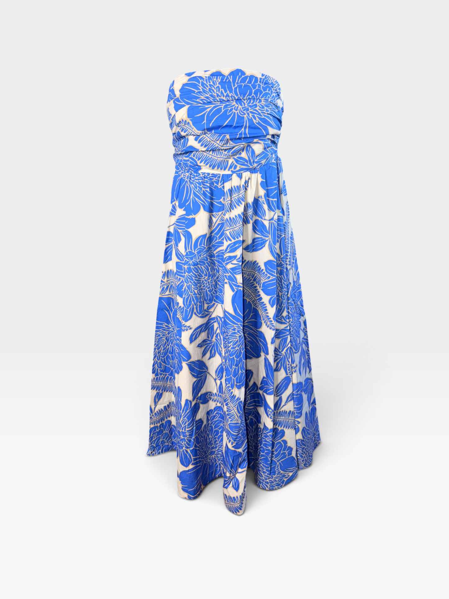 BLUE/TAN OLIVACEOUS MAXI DRESS M