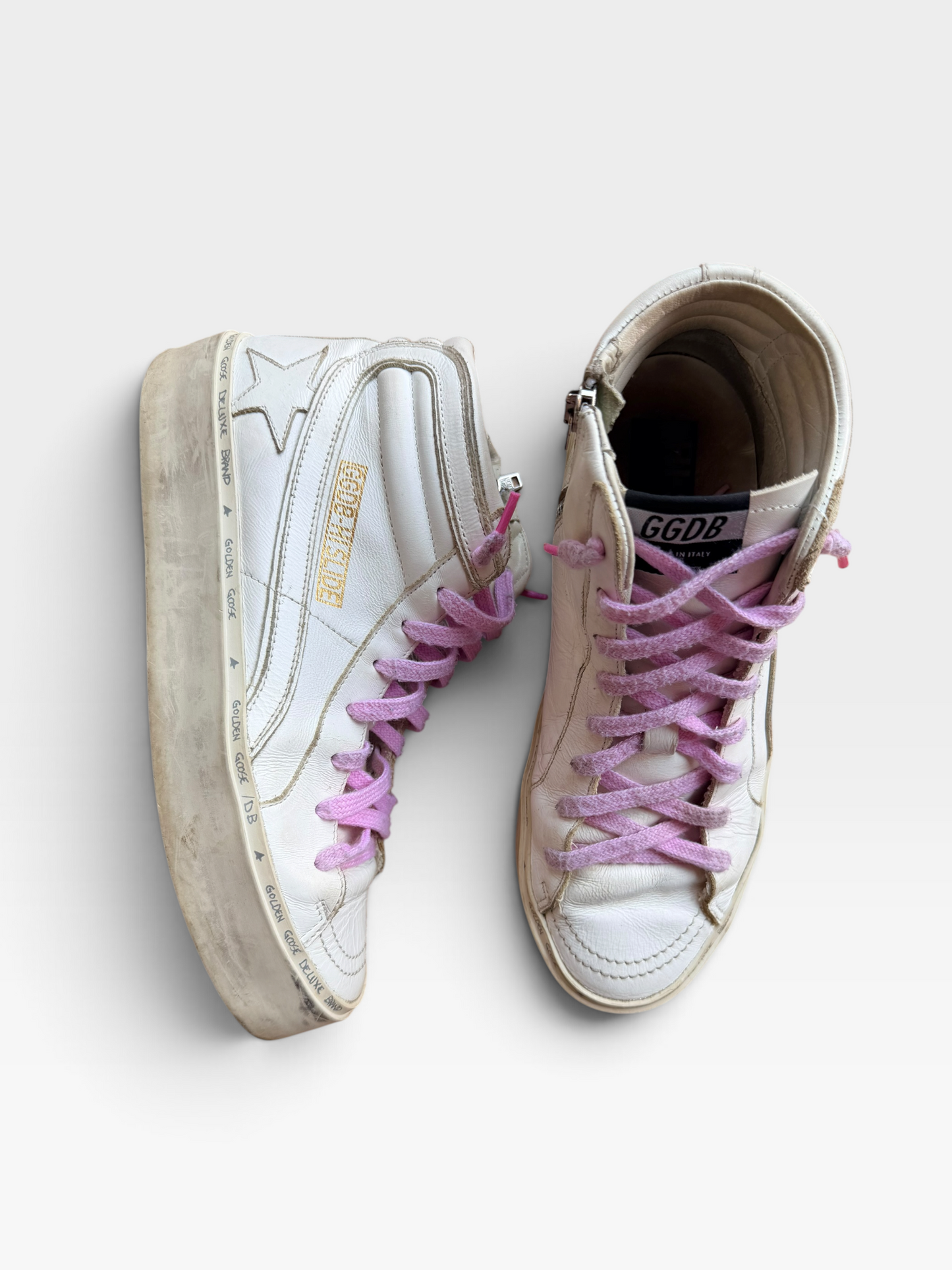 WHITE/PINK GOLDENGOOSE HIGHTOPS (AUTH) 40