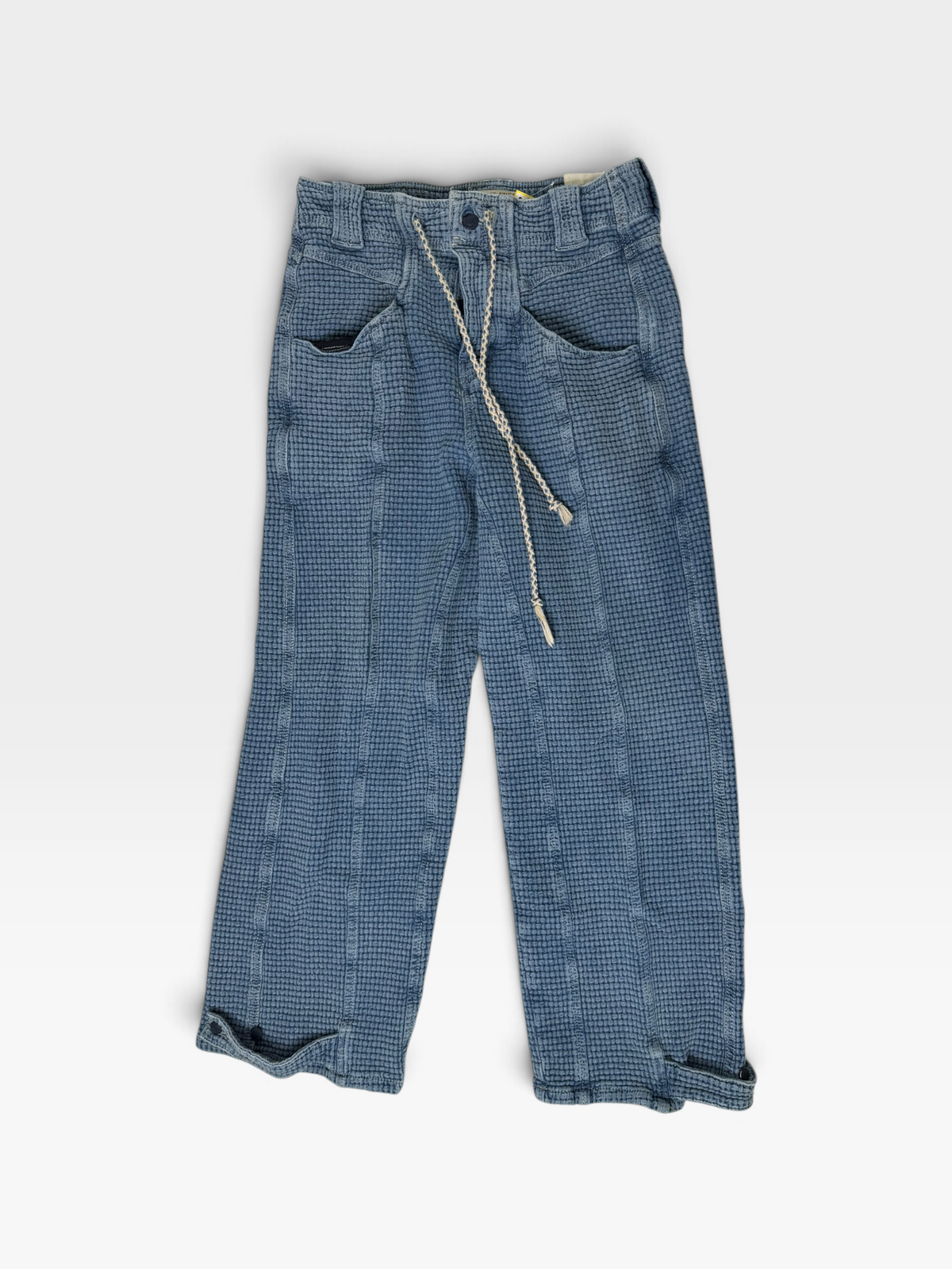 BLUE/WAFFLE KNITT FREE PEOPLE PANTS XS