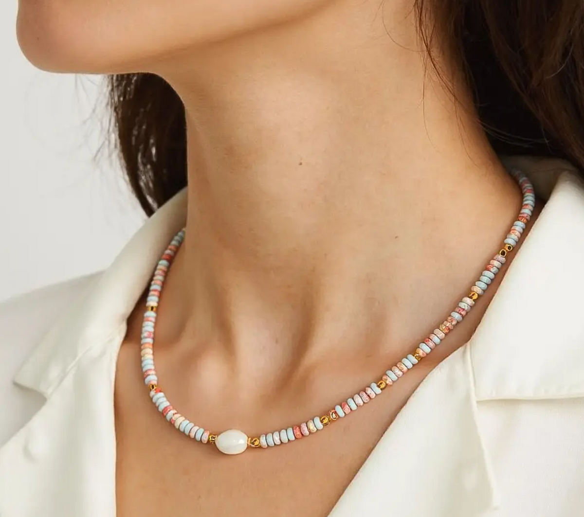 18K GOLD NON-TARNISH BOHO BEADED NECKLACE