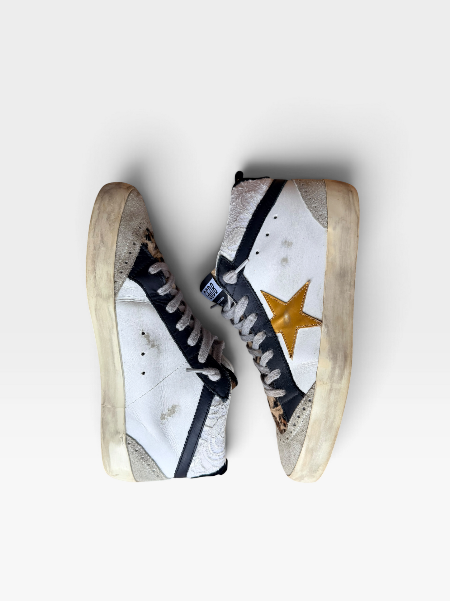 WHITE/CHEETAH GOLDEN GOOSE MID STAR SNEAKERS (ORG. $695) 39