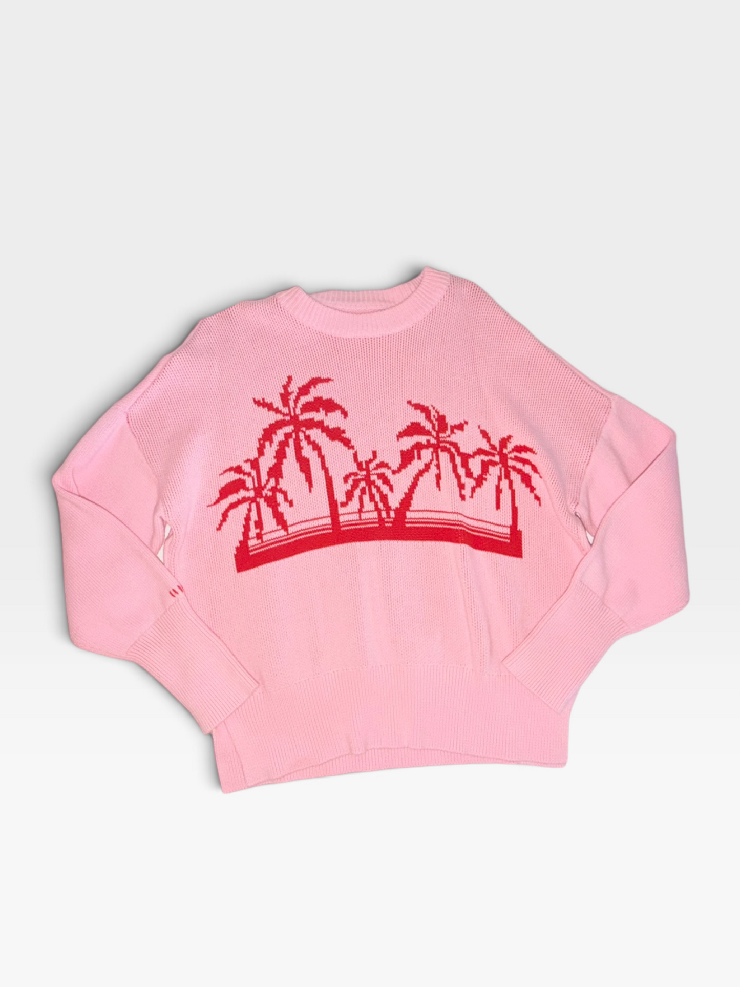PINK PISTOLA PALM TREE SWEATER (ORG. $148) S