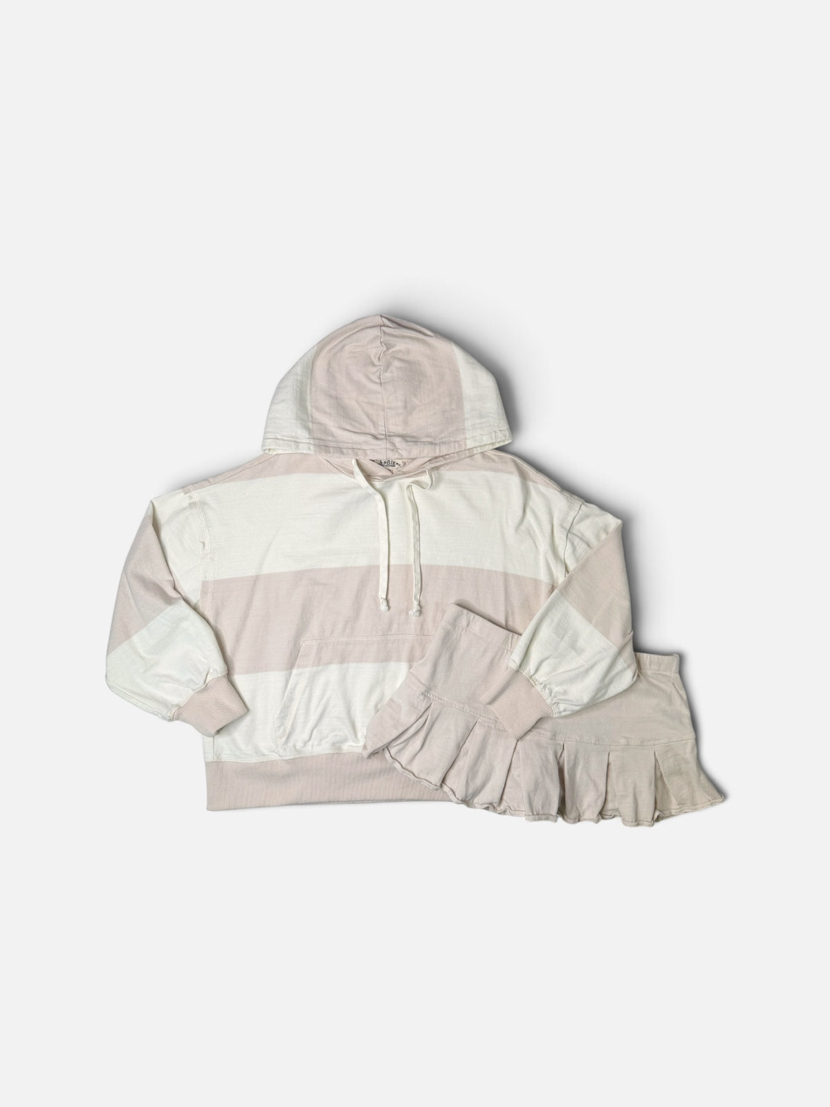 TAN/WHITE LABIZ STRIPED HOODIE & SKORT SET | S