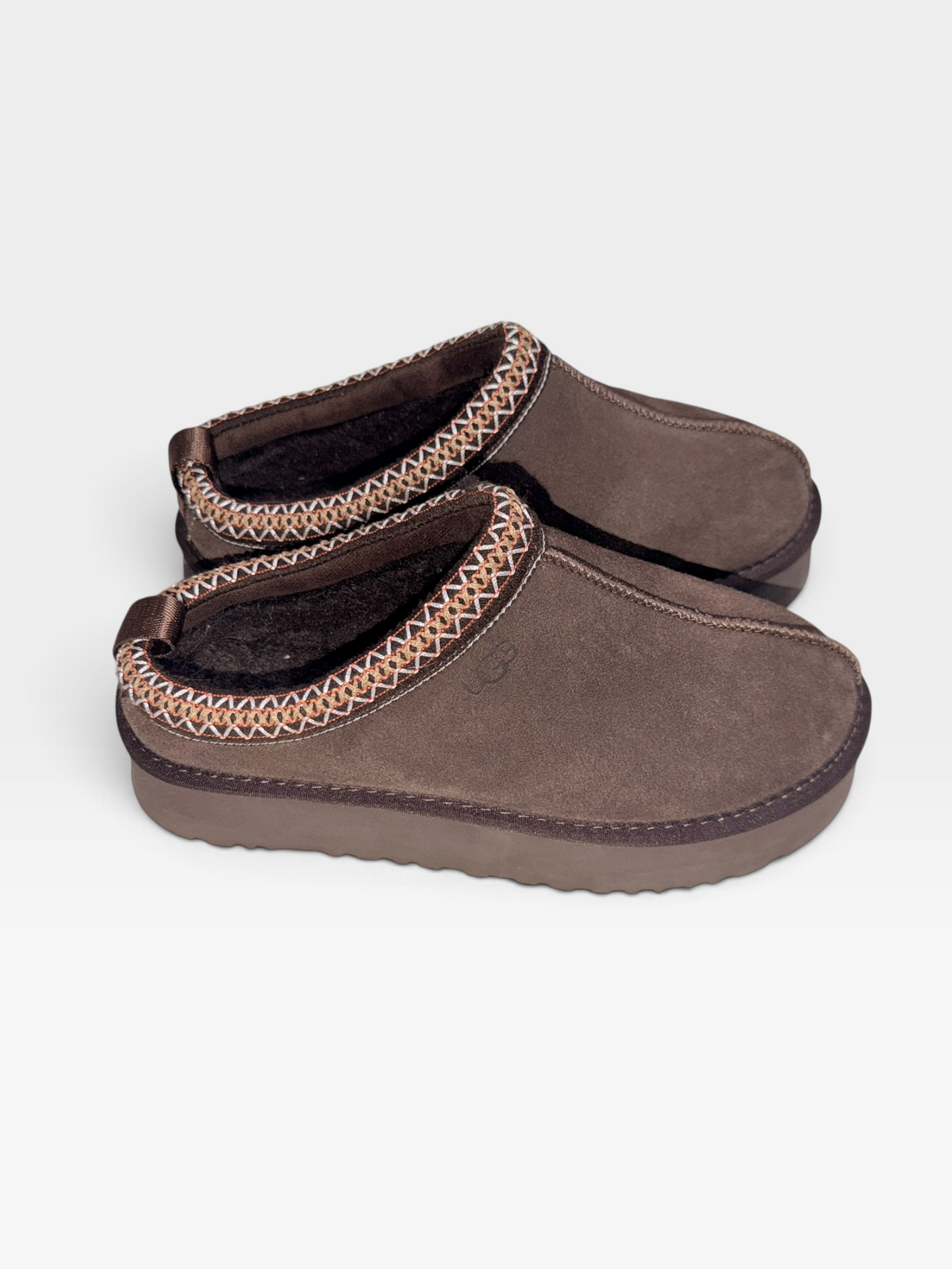 DARK BROWN PLATFORM UGG SLIPPERS 9