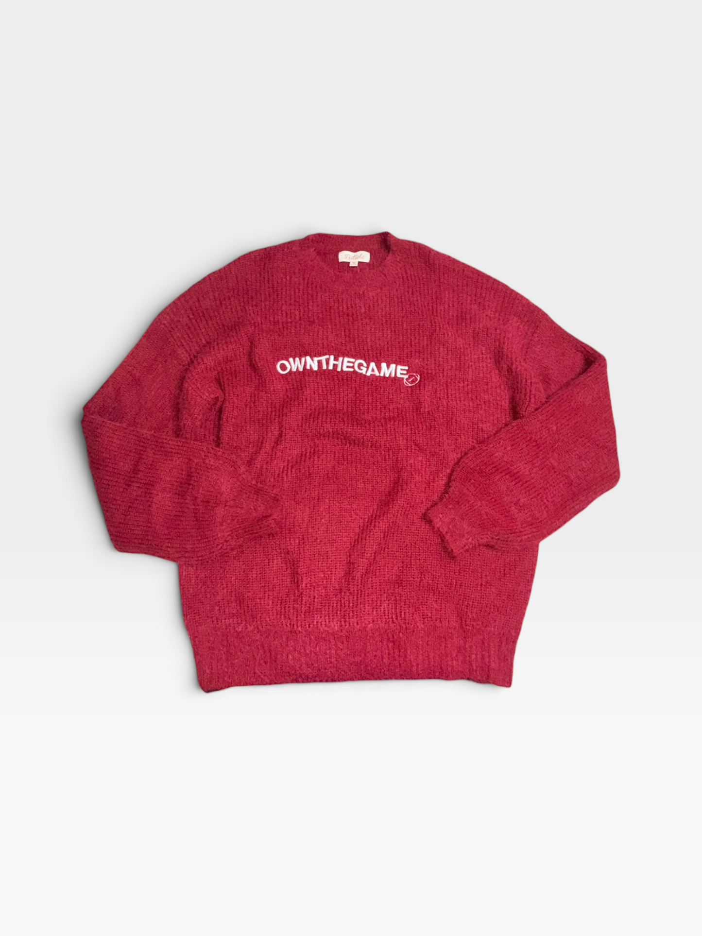 RED LISTICLE OWN THE GAME SWEATER M