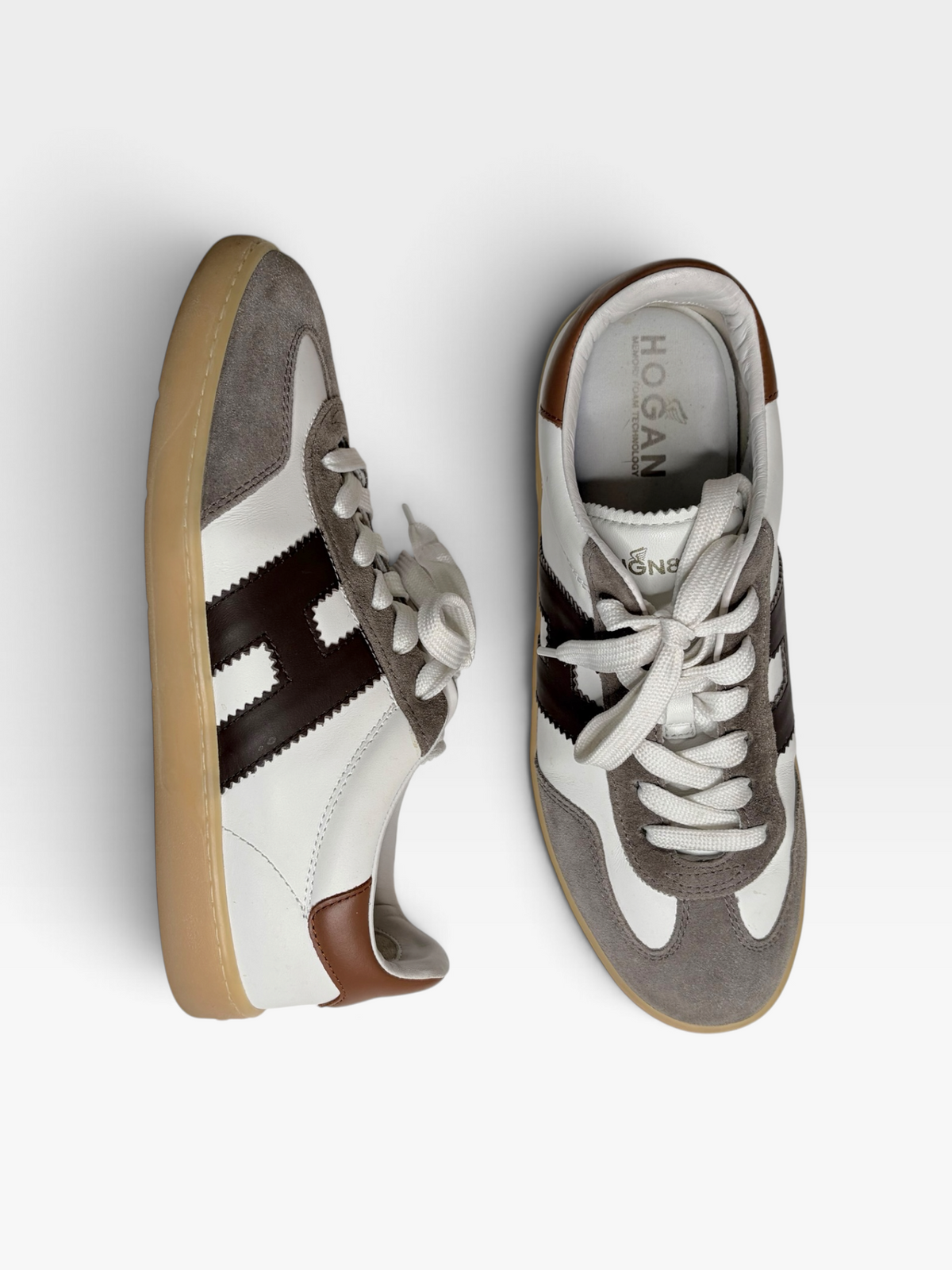 WHITE/GRAY HOGAN SNEAKERS (ORG. $475) 39.5