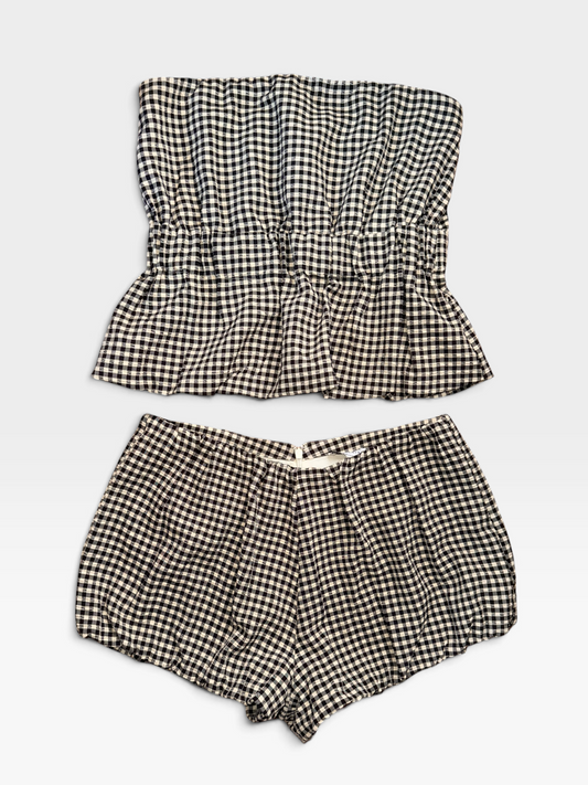 BLACK & TAN GB CHECKERED MATCHING SHORT SET (ORG. $198) M