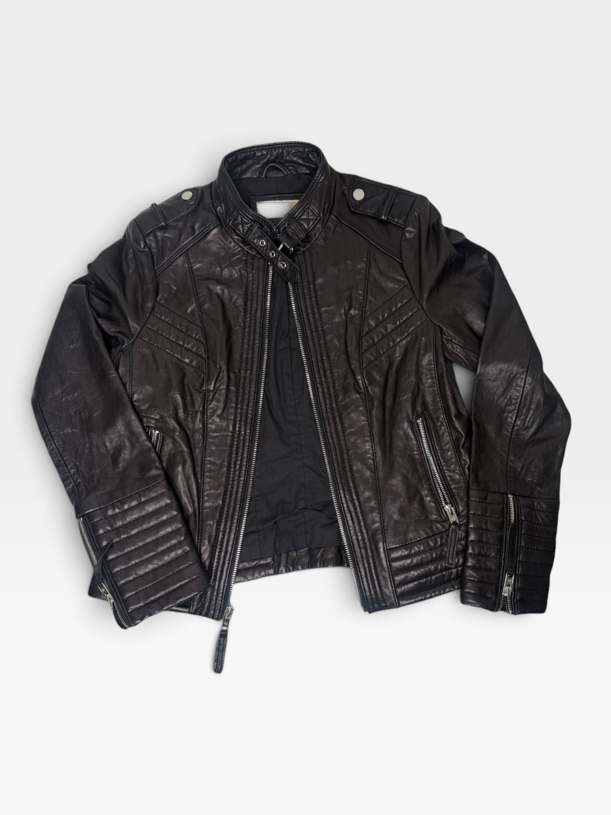 BLACK MICHAEL KORS 100% LEATHER JACKET | M