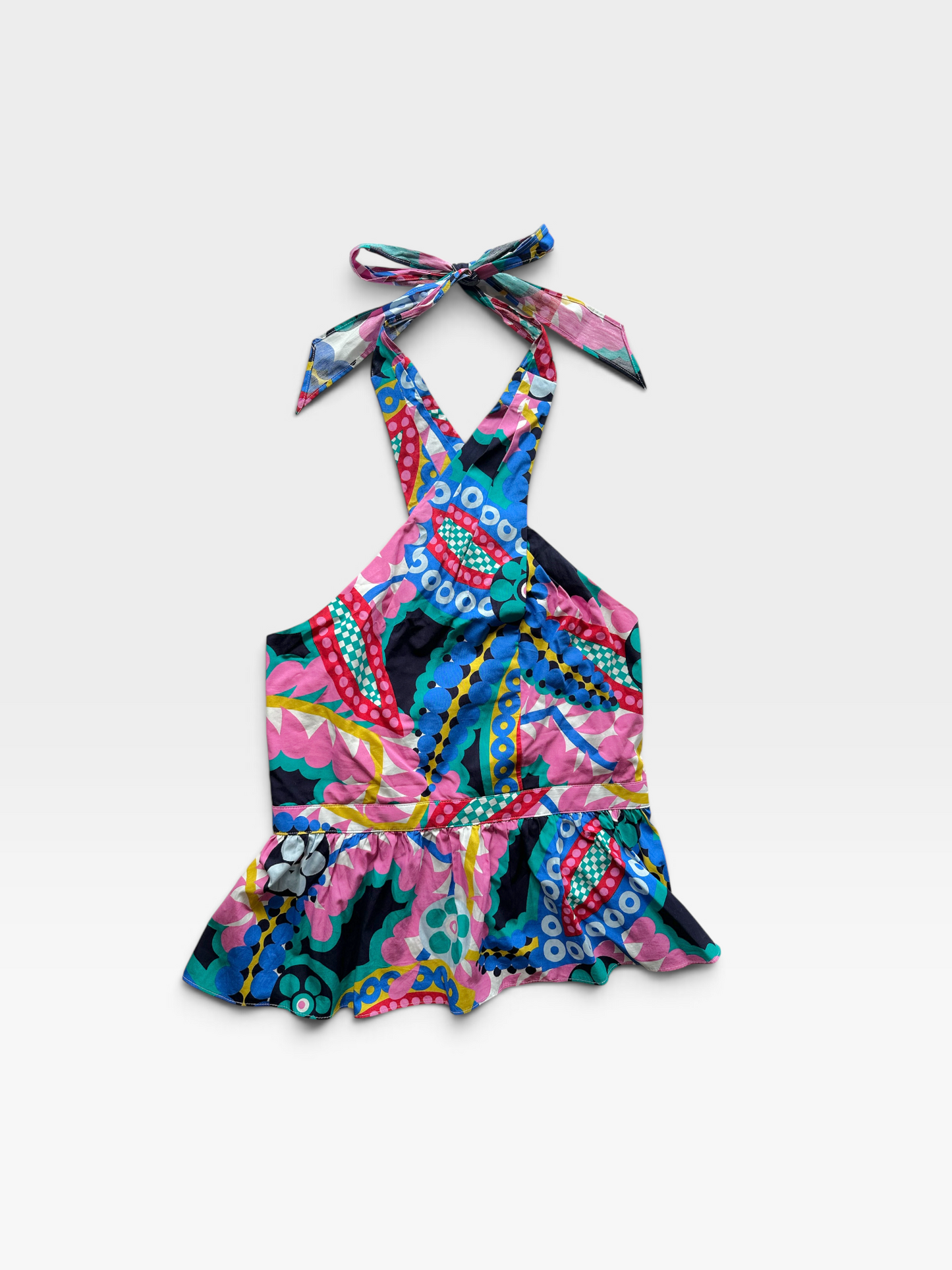COLORFUL J.CREW HALTER TOP S