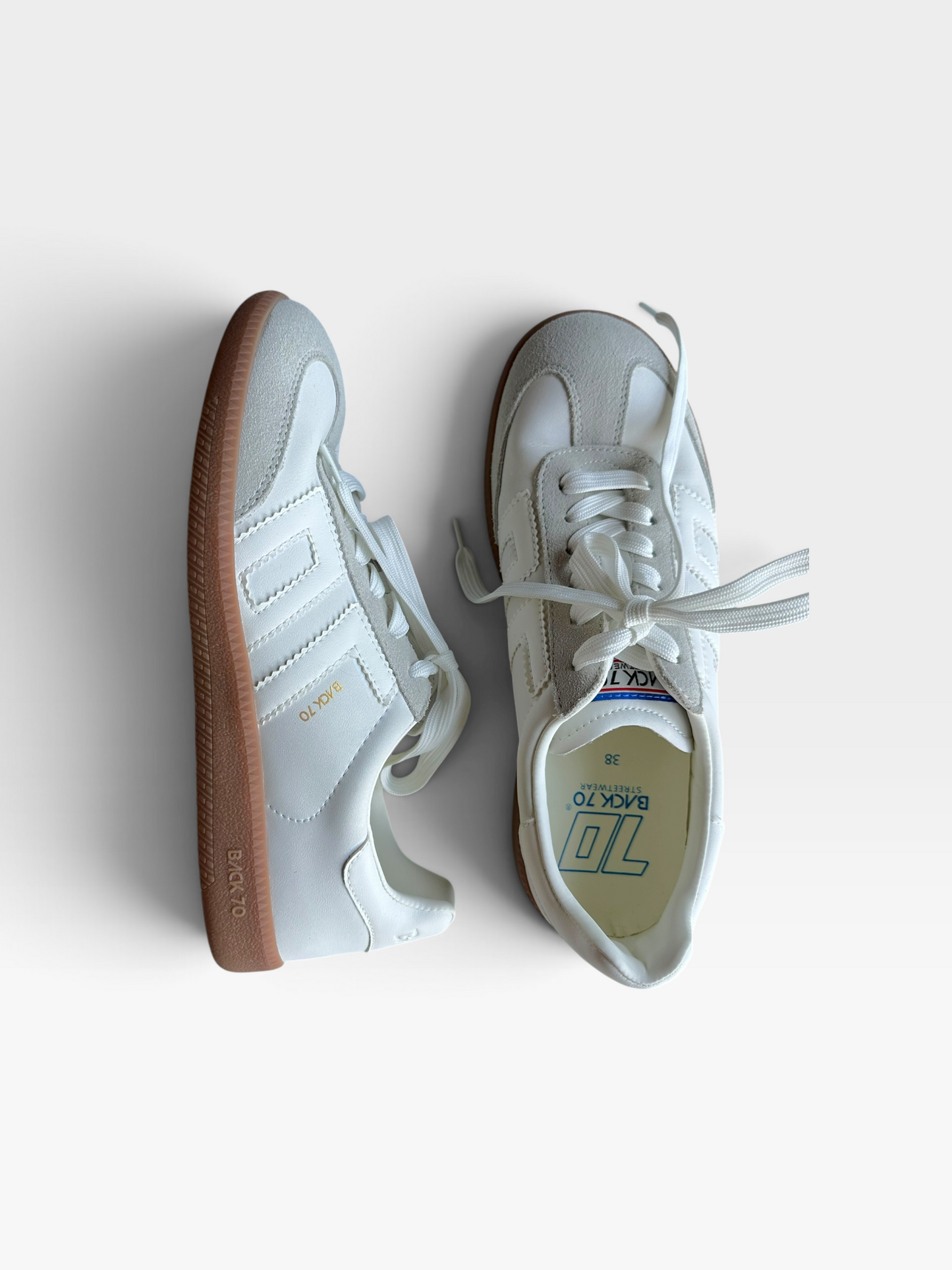 WHITE/TAN BACK 70'S SNEAKERS (NEW $149) 38