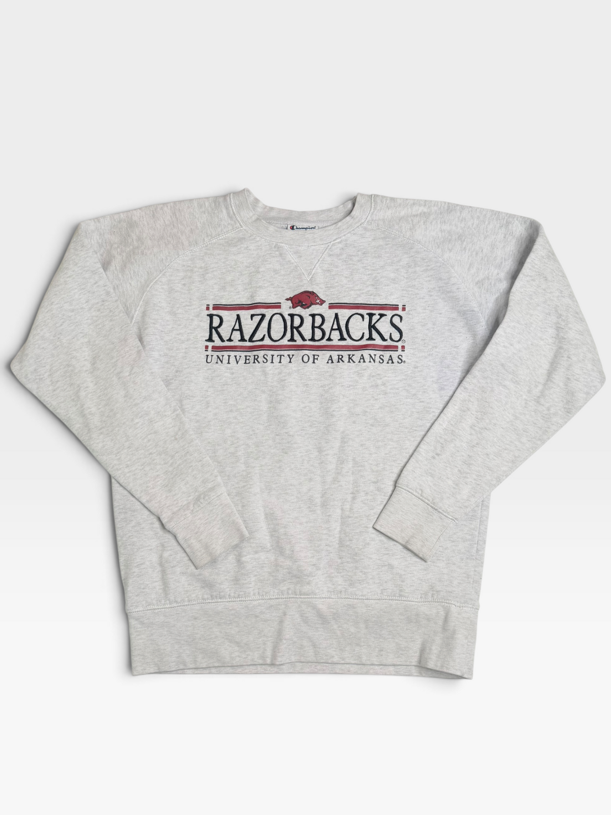 GRAY CHAMPION RAZORBACKS SWEATSHIRT M