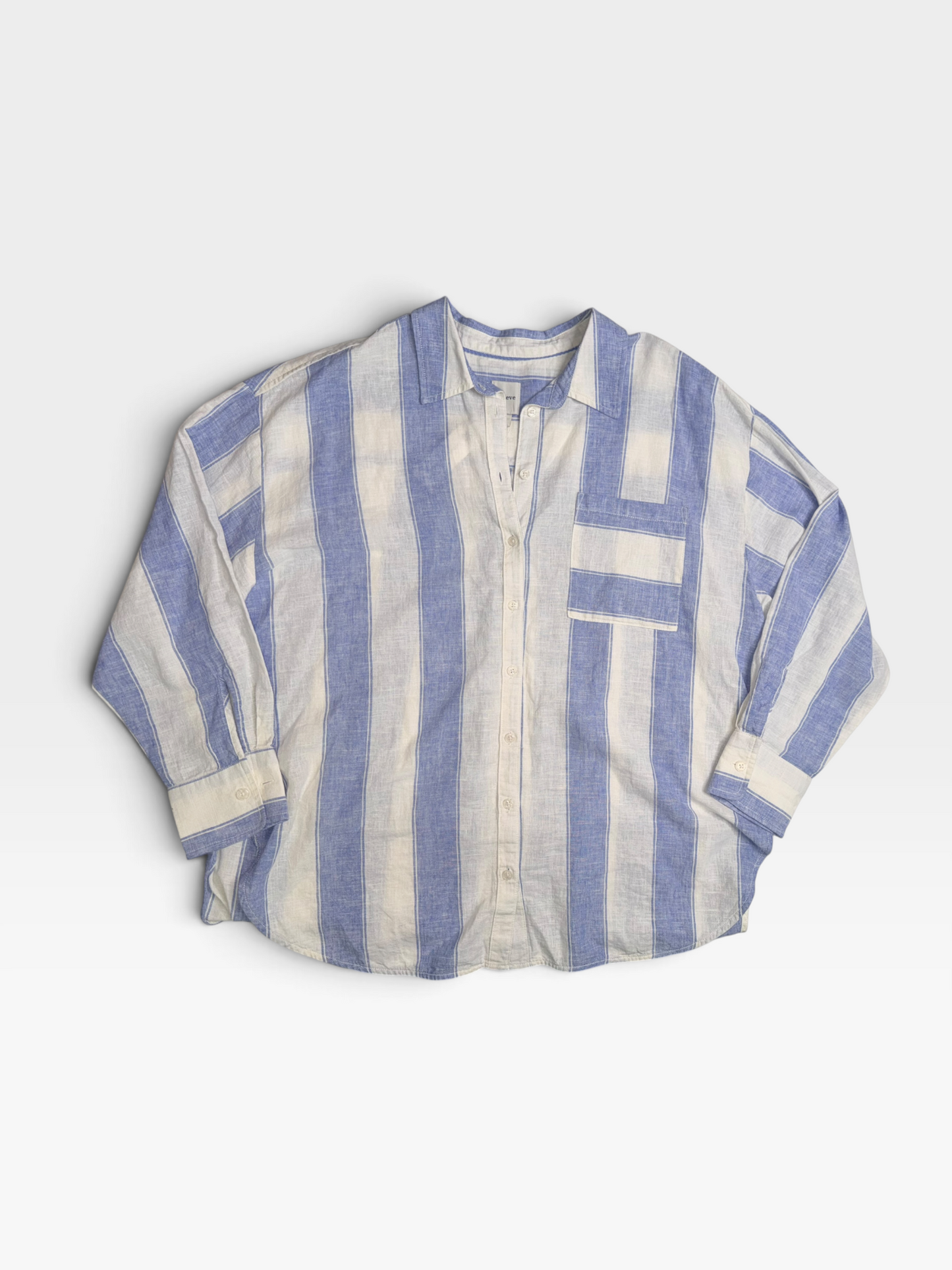 BLUE/WHITE MAEVE BUTTON UP (NWT $118) L