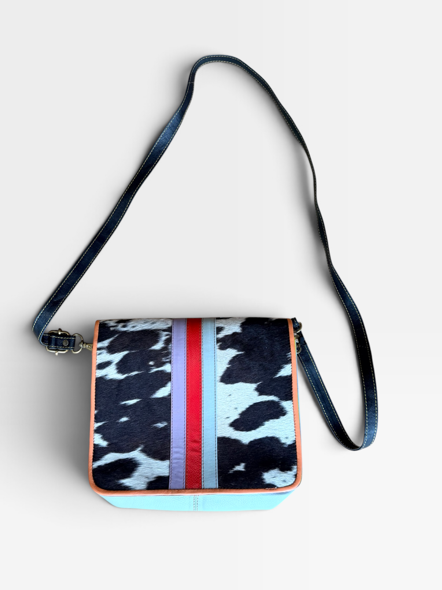 COW PRINT UPCYCLED LEATHER PURSE (NEW)