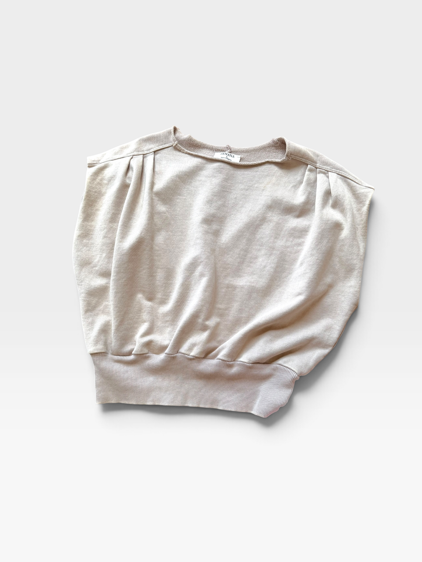 TAN ZENANA SWEATSHIRT VEST L