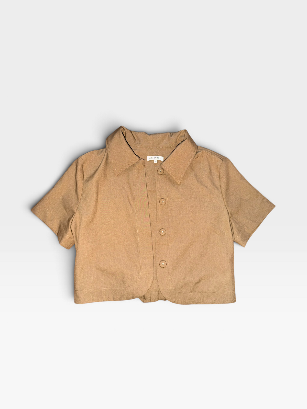 TAN CRESCENT REESE CROPPED BLAZER TOP (ORG. $80) | S
