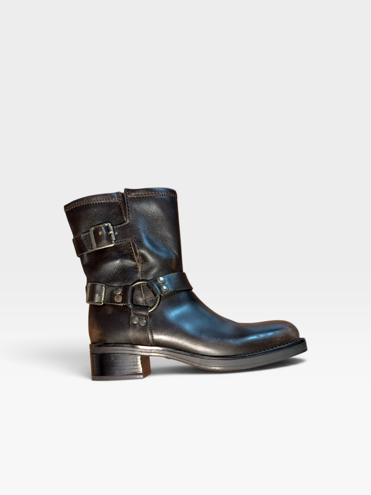 BROWN STEVE MADDEN BRIXTON MOTO BOOTS (ORG. $170) | 8
