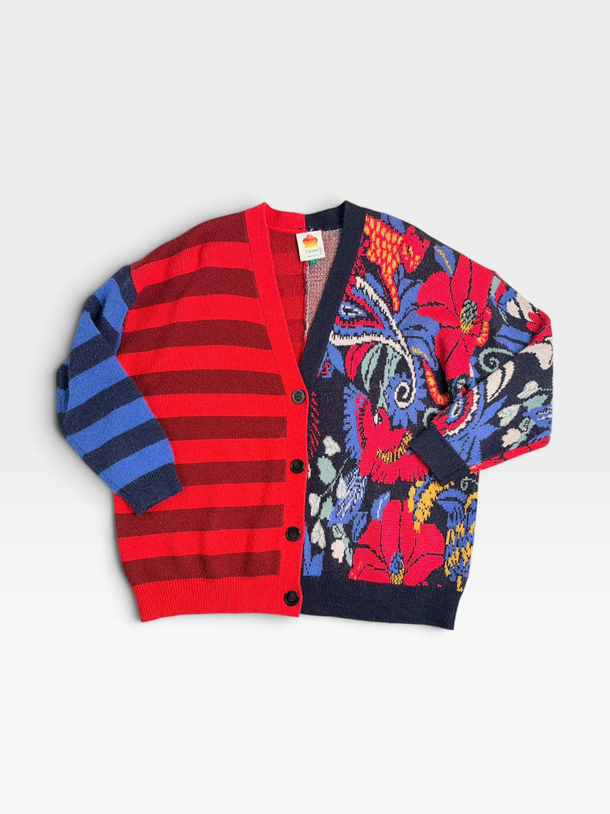 DOUBLE-SIDED FARM RIO FOREST STRIPED CARDIGAN (ORG. $170) S