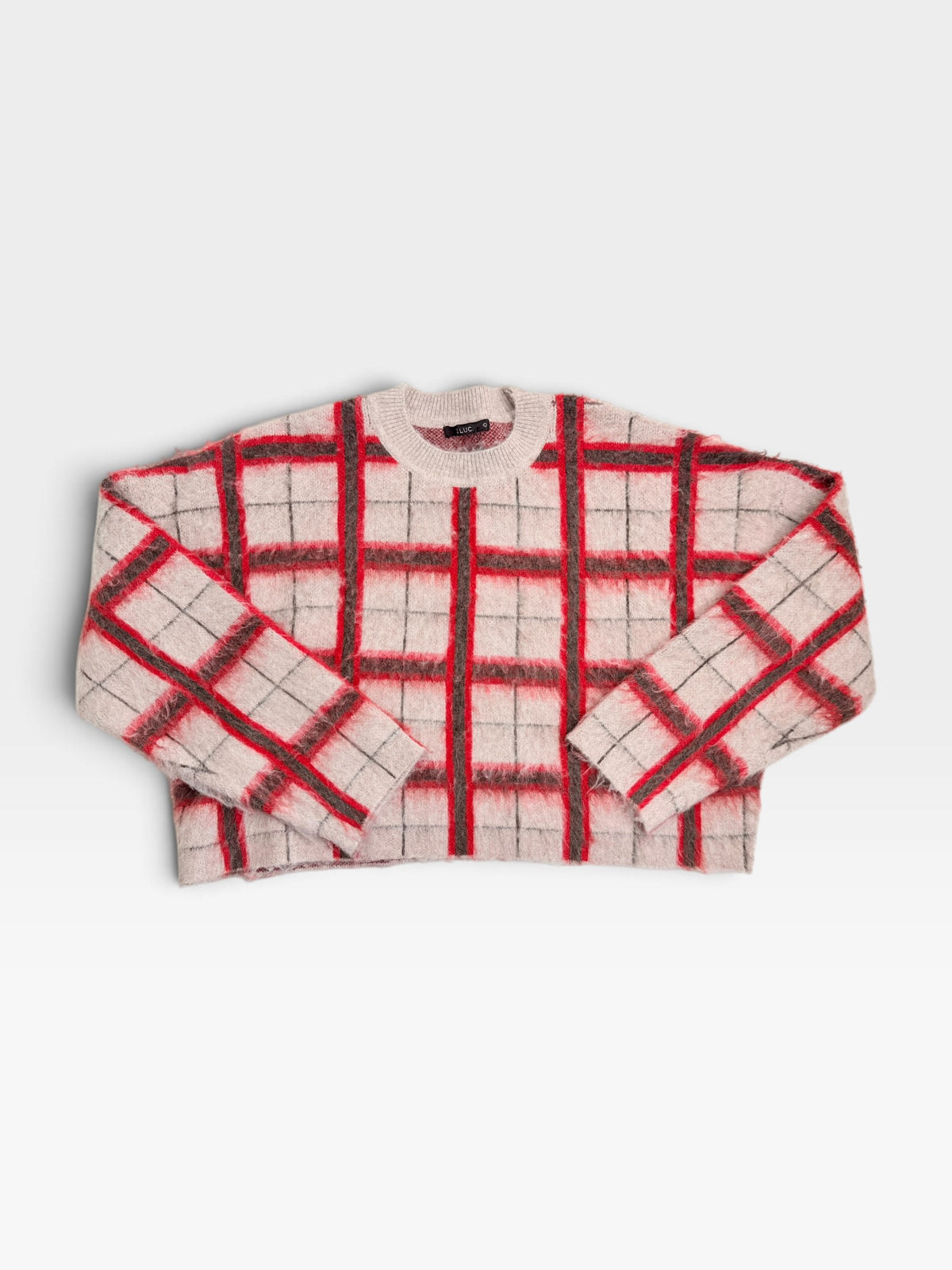 RED/TAN DELUC SWEATER (NWT $135) L