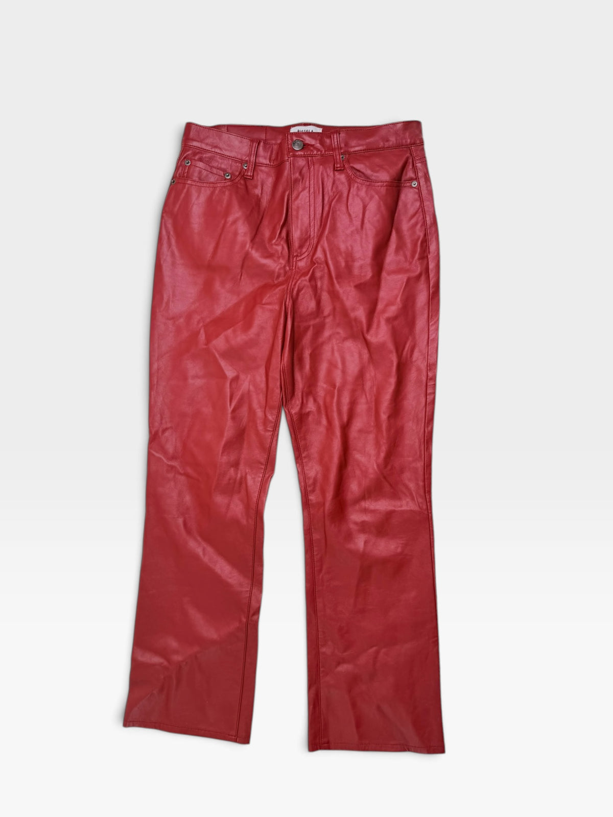 RED LEATHER PISTOLA PANTS 28