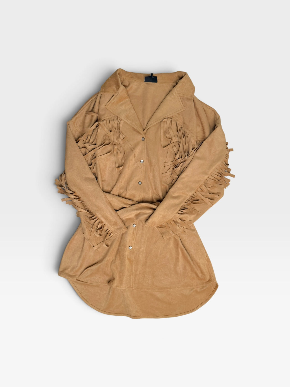 TAN SUEDE VICI FRINGE SHACKET M