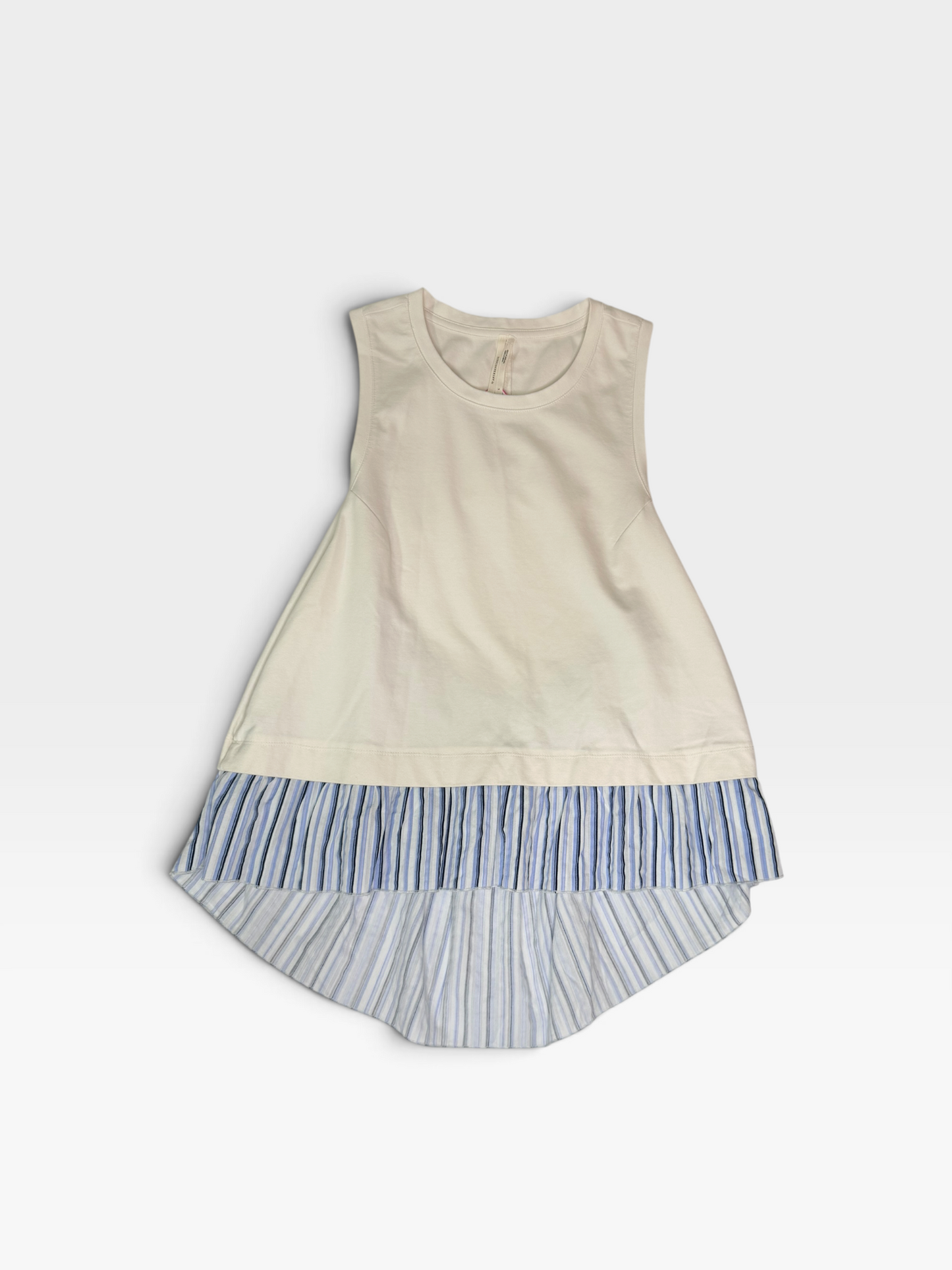 WHITE/BLUE ANTHROPOLGIE BACKLESS TANK L